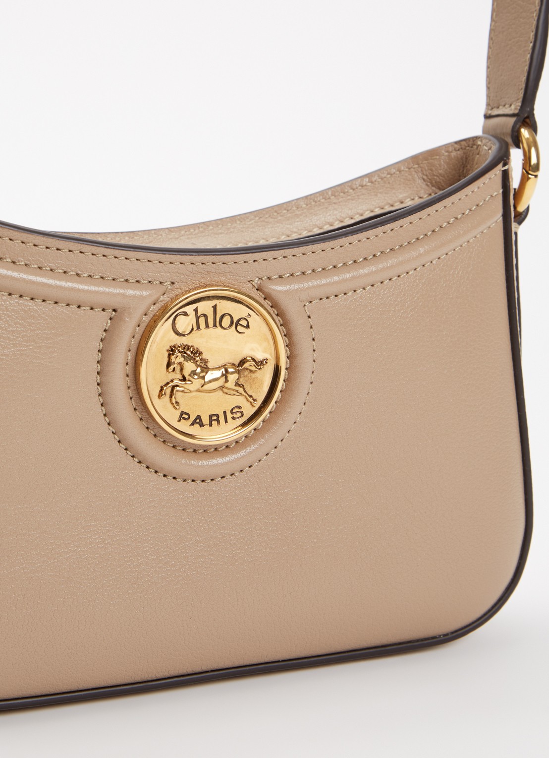 Chloé Horse Medal schoudertas van leer - detail 4 beige
