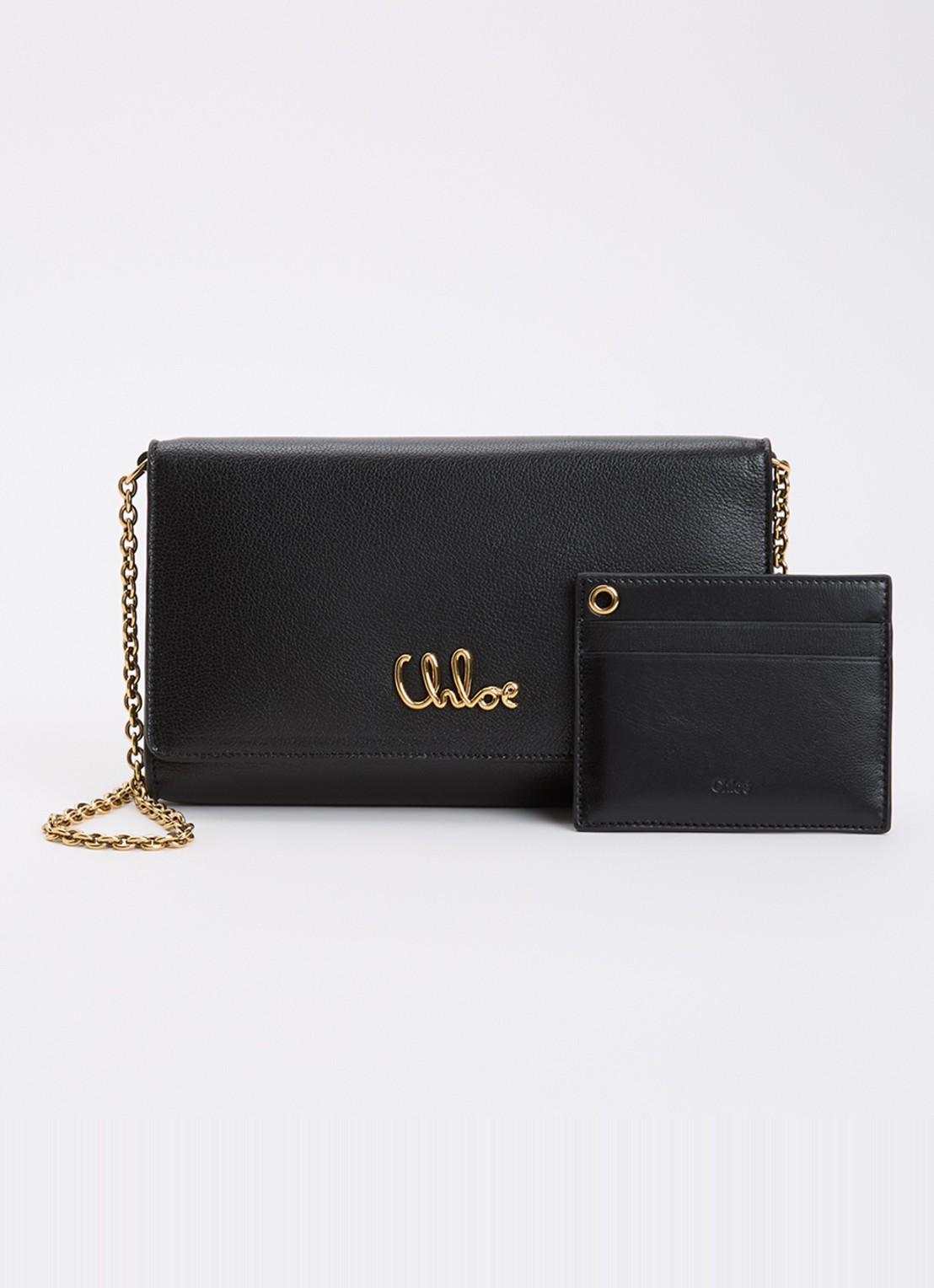 Chloé Iconic clutch van leer met afneembare schouderriem - voorkant 6 zwart