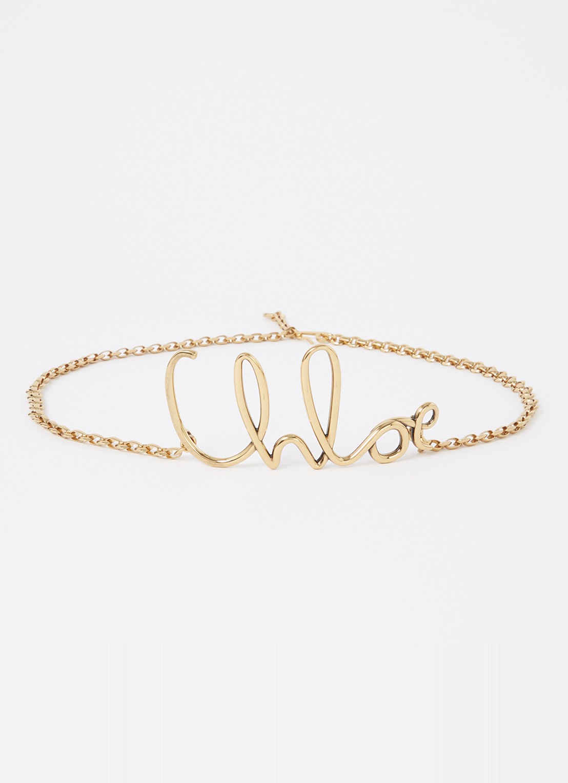 Chloé Iconic schakelriem met logo - voorkant goud