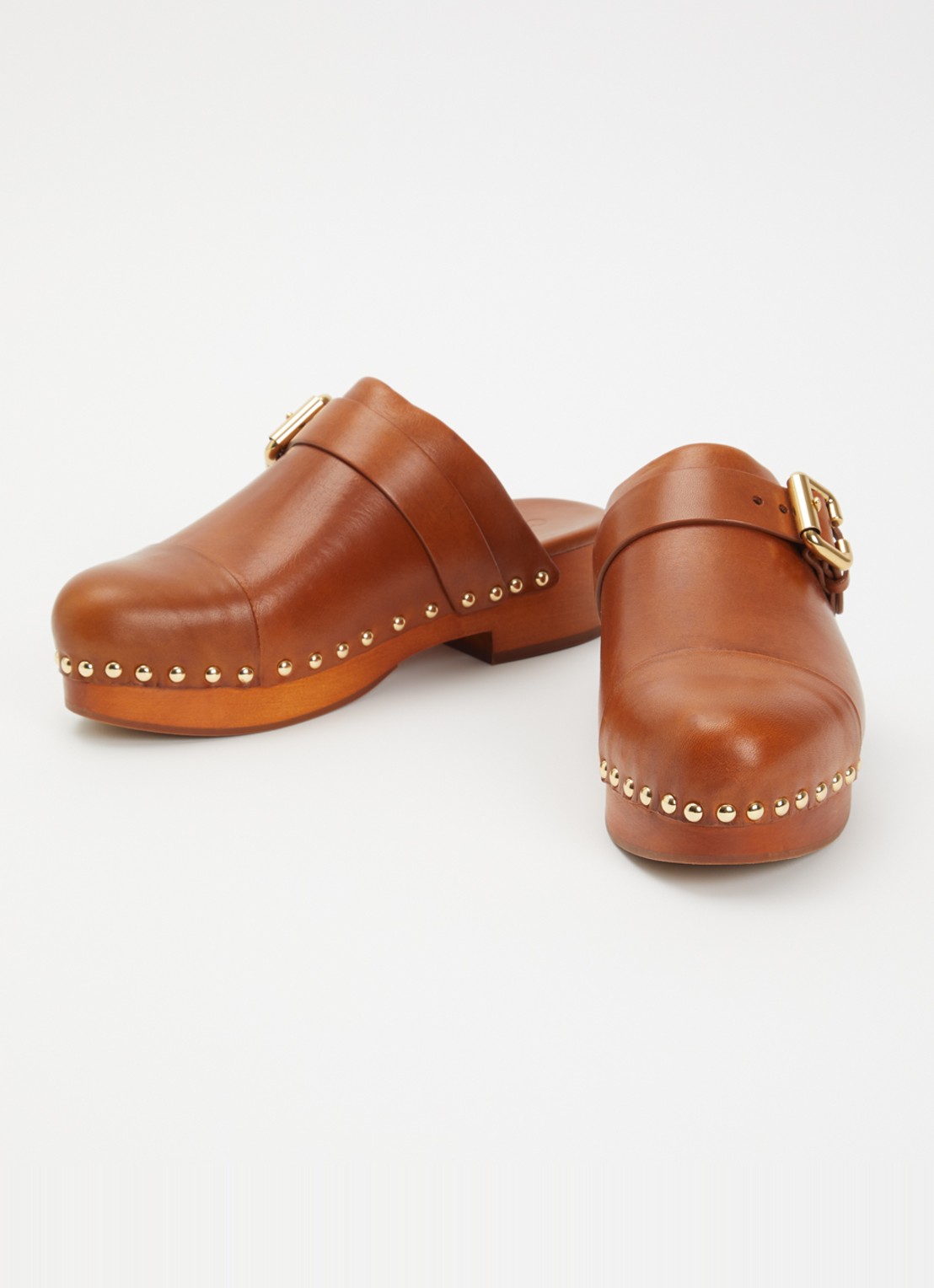Chloé Jeannette muiltje van kalfsleer met gespdetail - detail 3 cognac