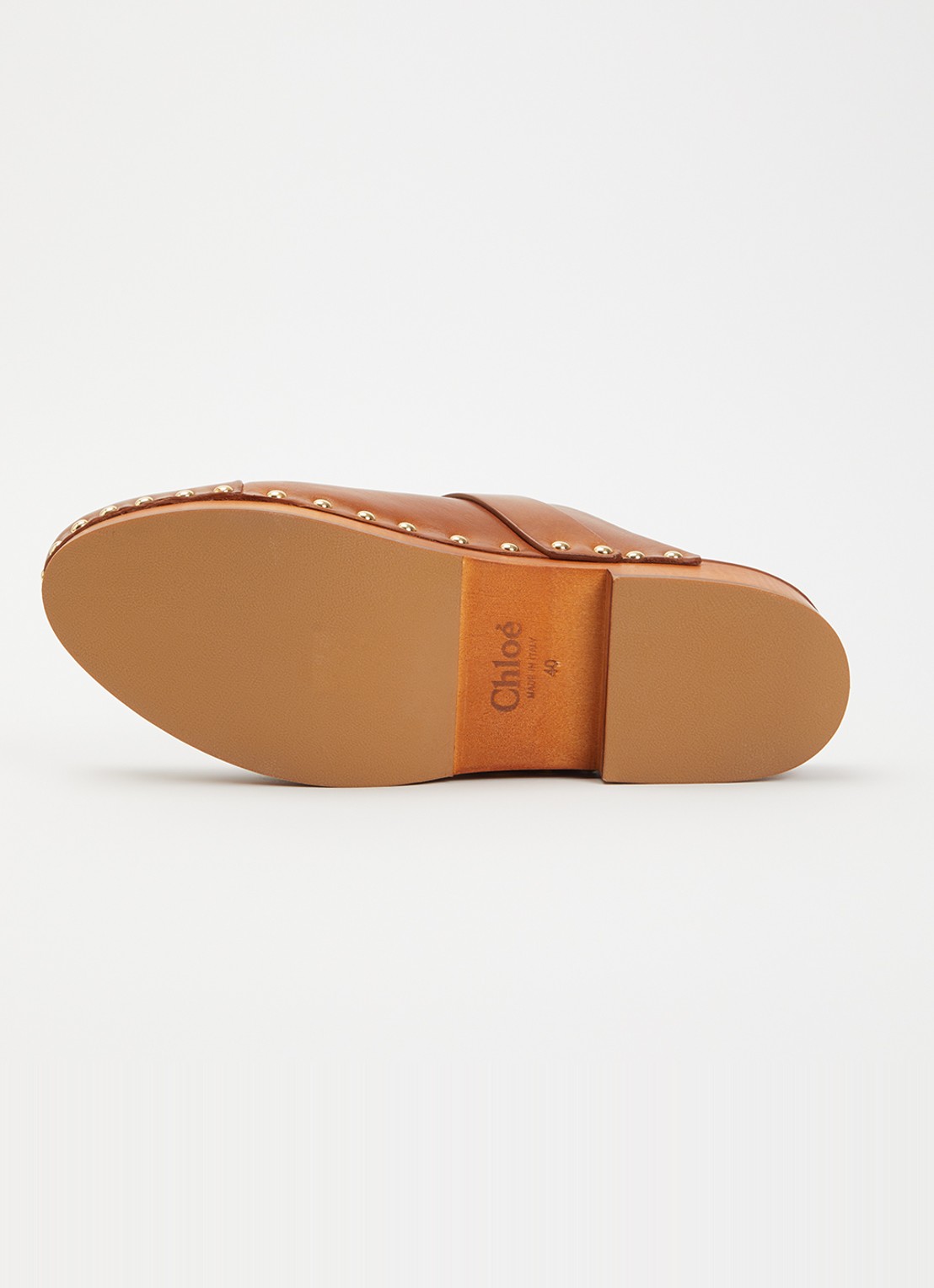 Chloé Jeannette muiltje van kalfsleer met gespdetail - detail 5 cognac