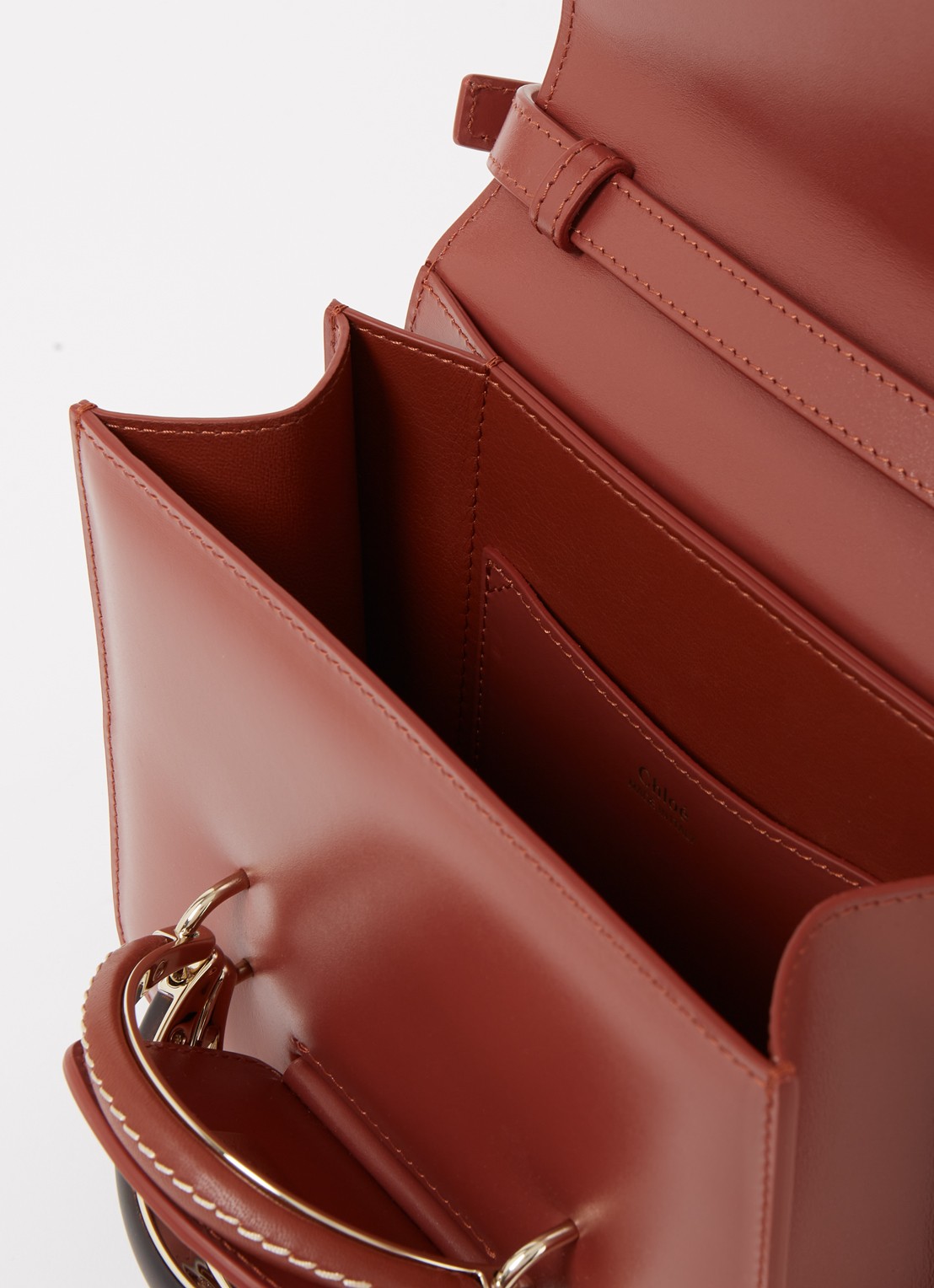 Chloé Kattie crossbodytas van kalfsleer  - detail 3 roodbruin