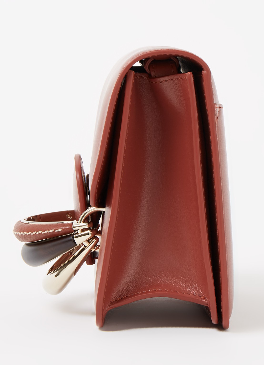 Chloé Kattie crossbodytas van kalfsleer  - detail 4 roodbruin