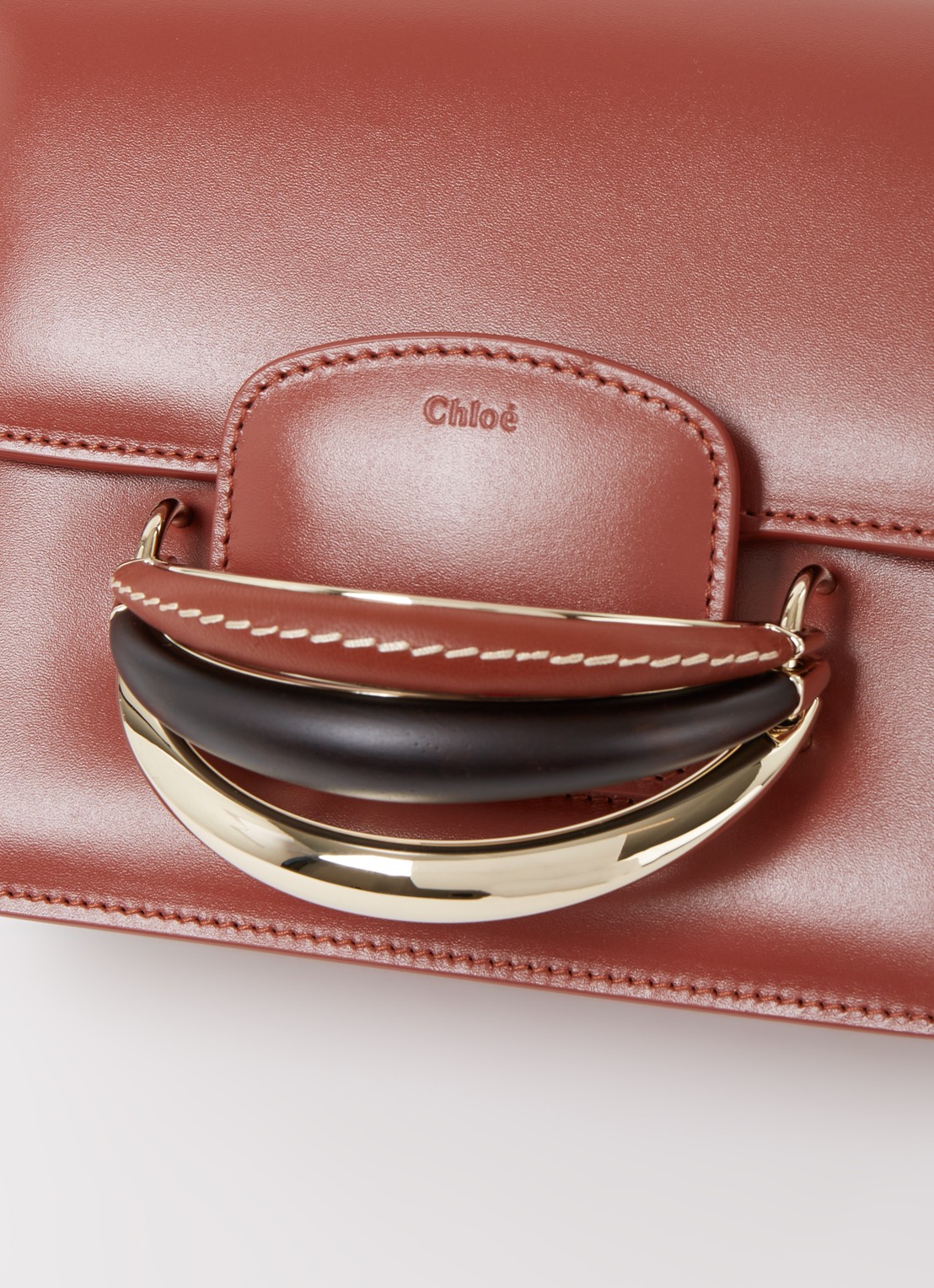 Chloé Kattie crossbodytas van kalfsleer  - detail 5 roodbruin