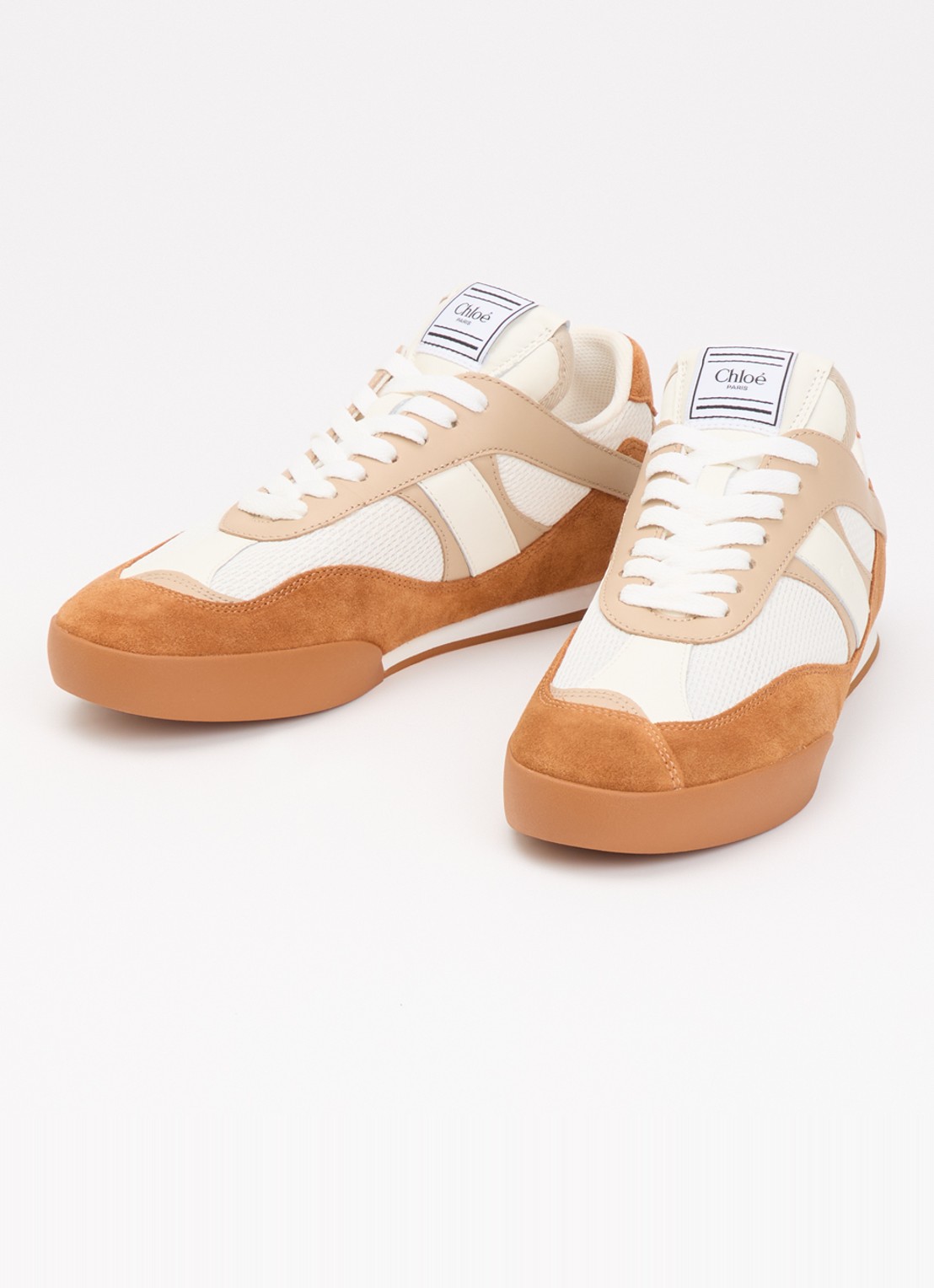 Chloé Kick sneaker met details van suède - detail roestbruin