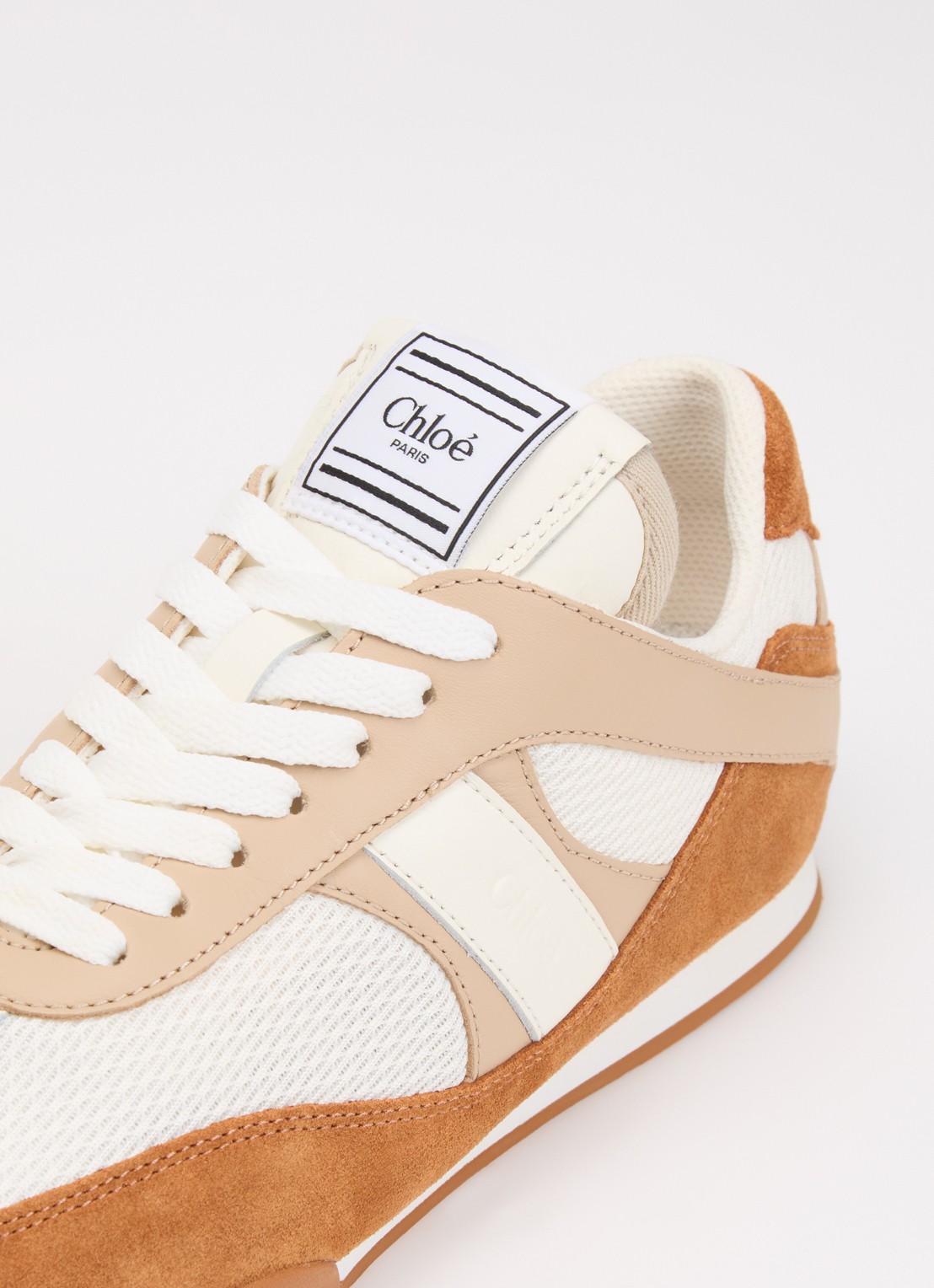 Chloé Kick sneaker met details van suède - detail 4 roestbruin
