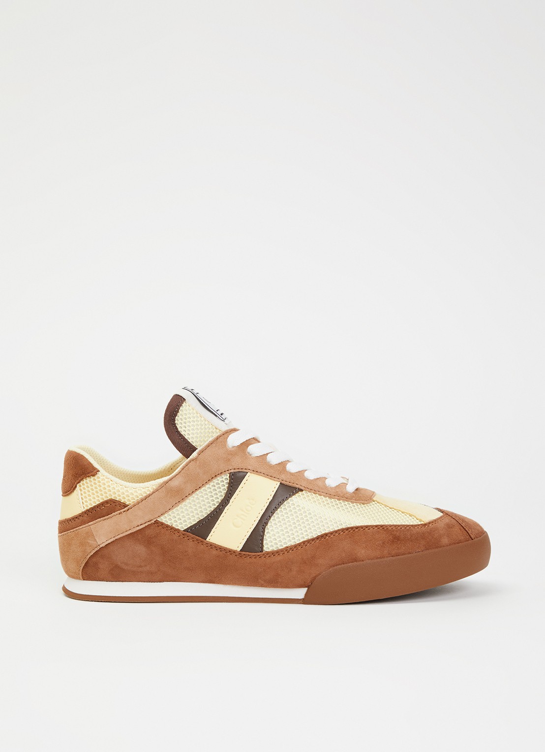 Chloé Kick sneaker met geitensuède details - voorkant 6 bruin