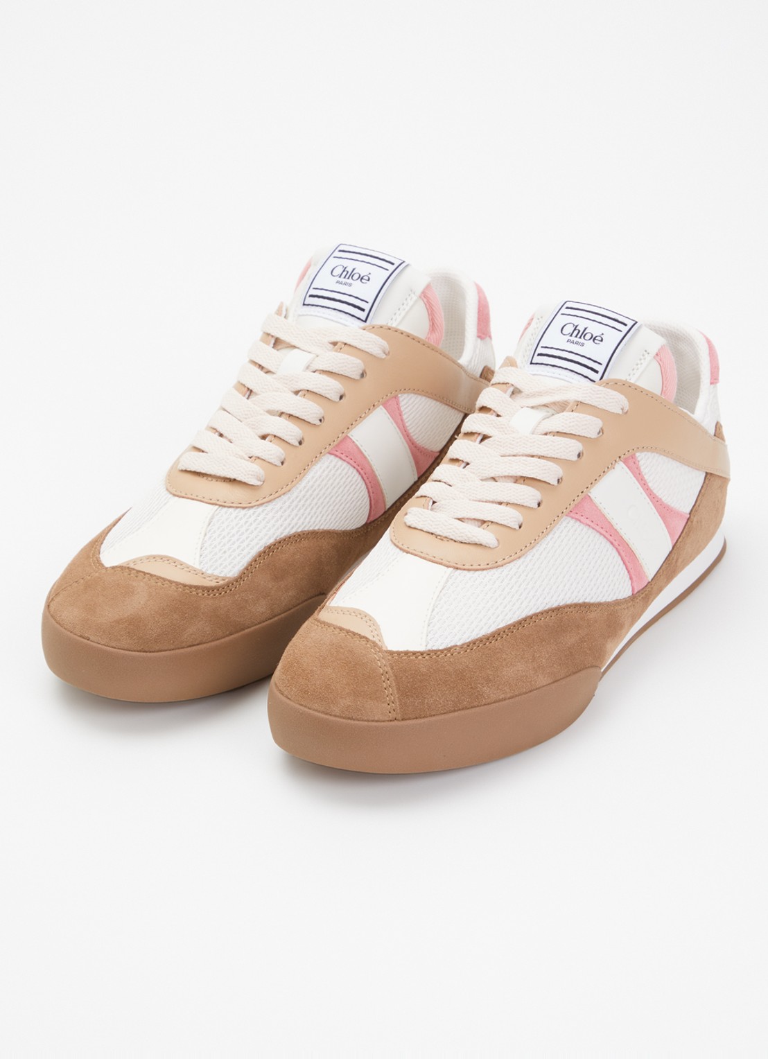 Chloé Kick sneaker met leren details - detail 3 lichtroze