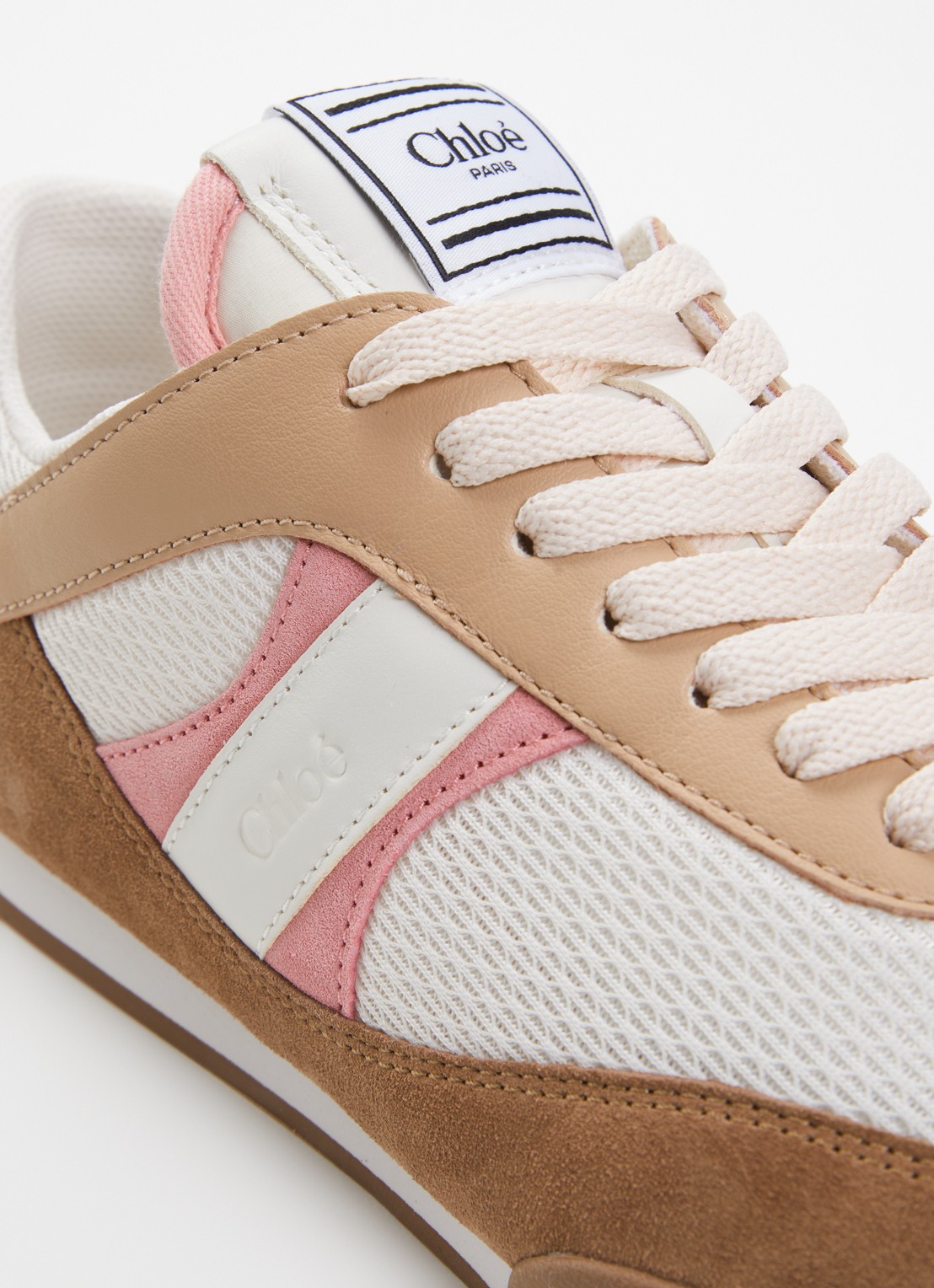 Chloé Kick sneaker met leren details - detail 6 lichtroze