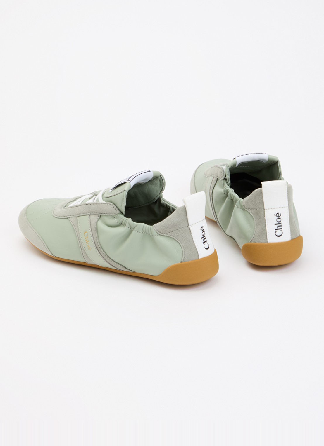 Chloé Kick sneaker van geitenleer met details van suède - achterkant mint