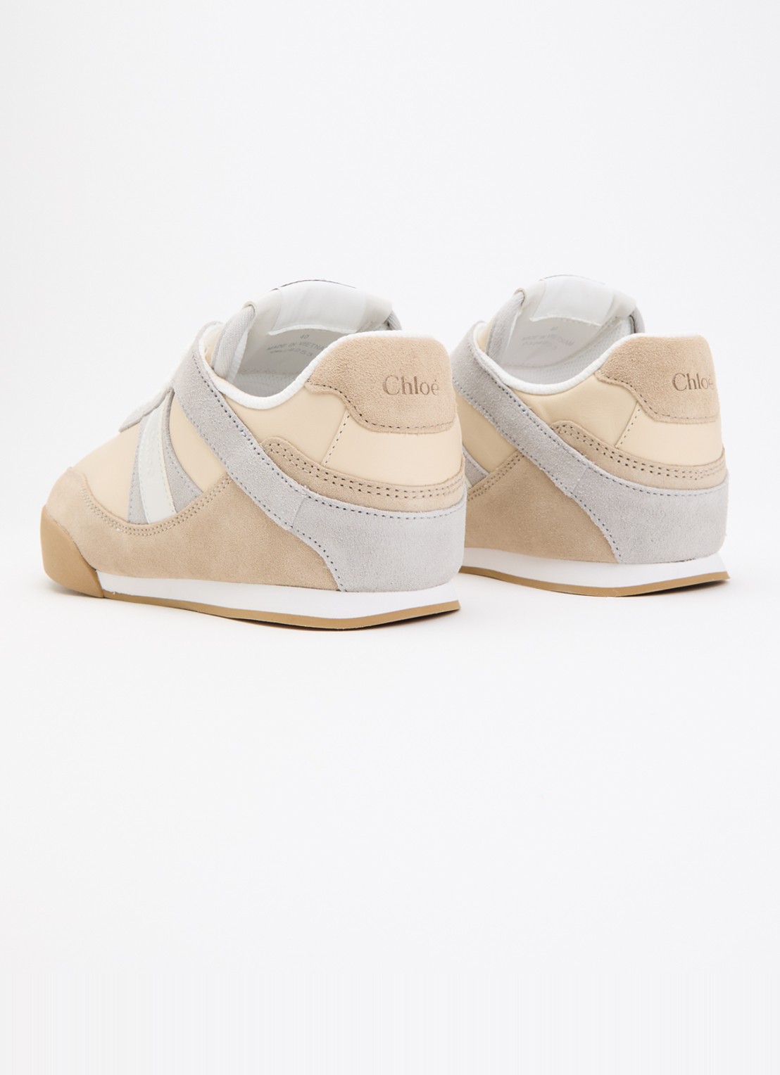Chloé Kick sneaker van kalfsleer met details van suède - achterkant 6 beige