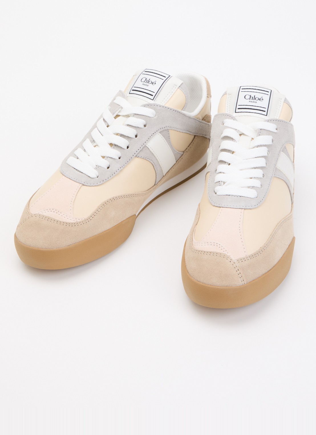 Chloé Kick sneaker van kalfsleer met details van suède - detail 2 beige