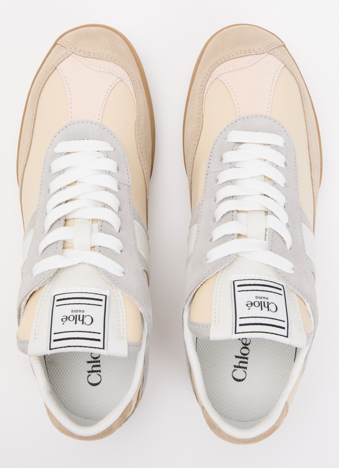Chloé Kick sneaker van kalfsleer met details van suède - detail 3 beige