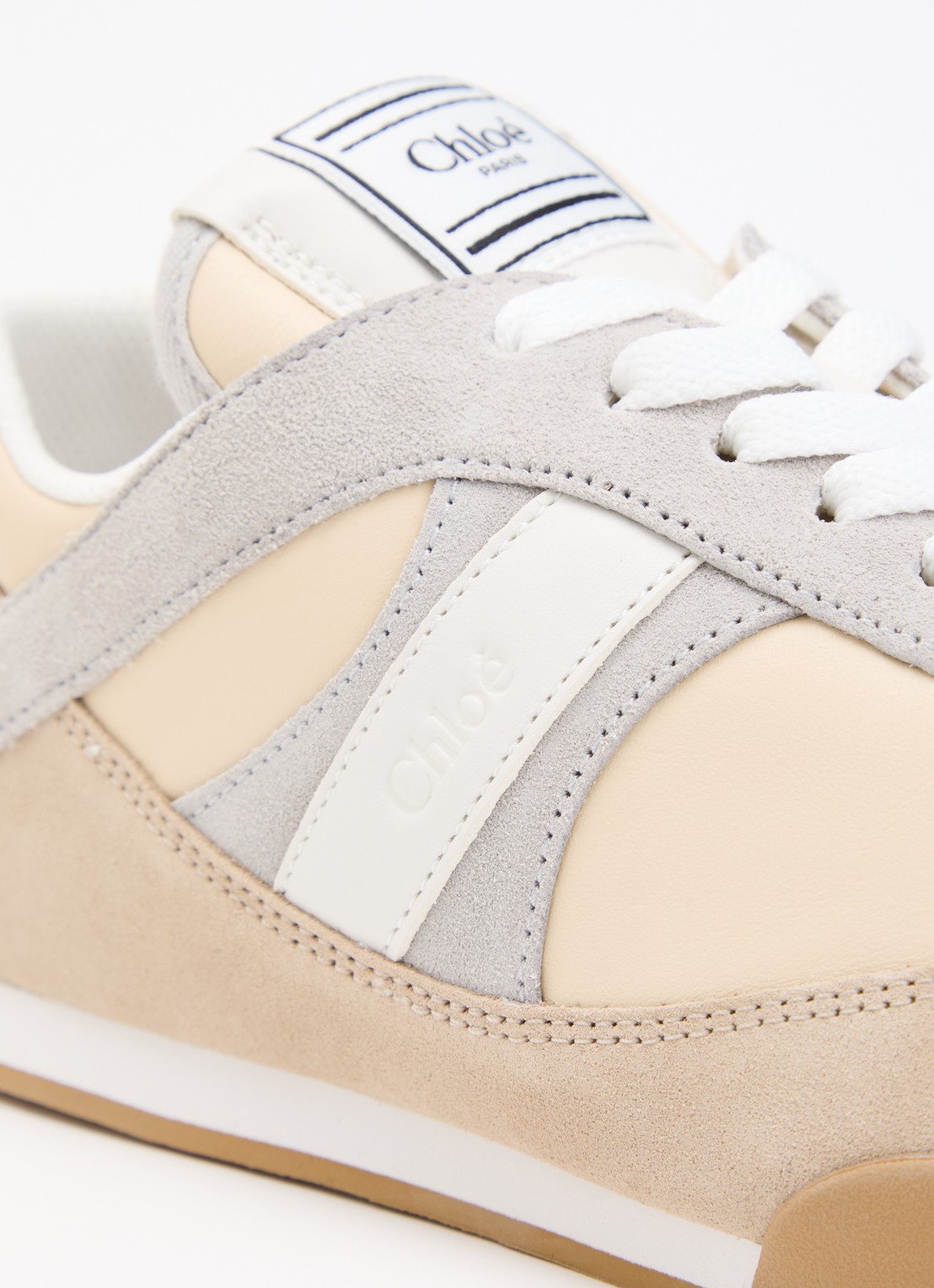 Chloé Kick sneaker van kalfsleer met details van suède - detail 5 beige
