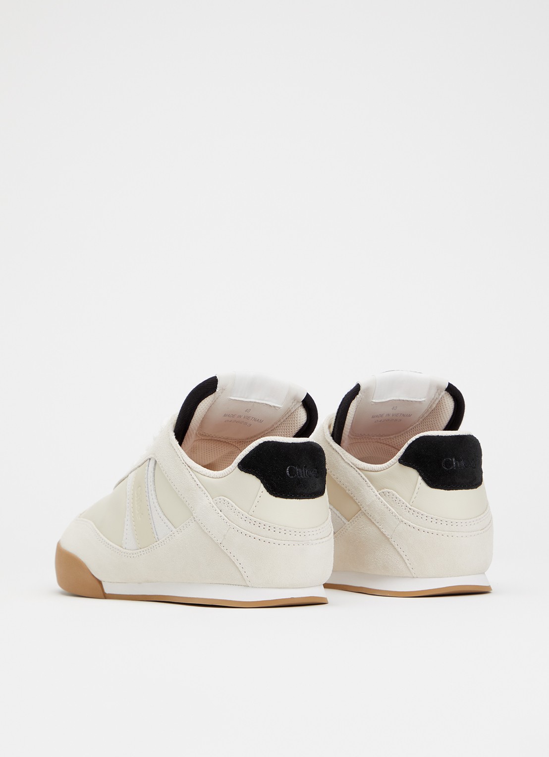 Chloé Kick sneaker van kalfsleer met details van suède - achterkant ivoor