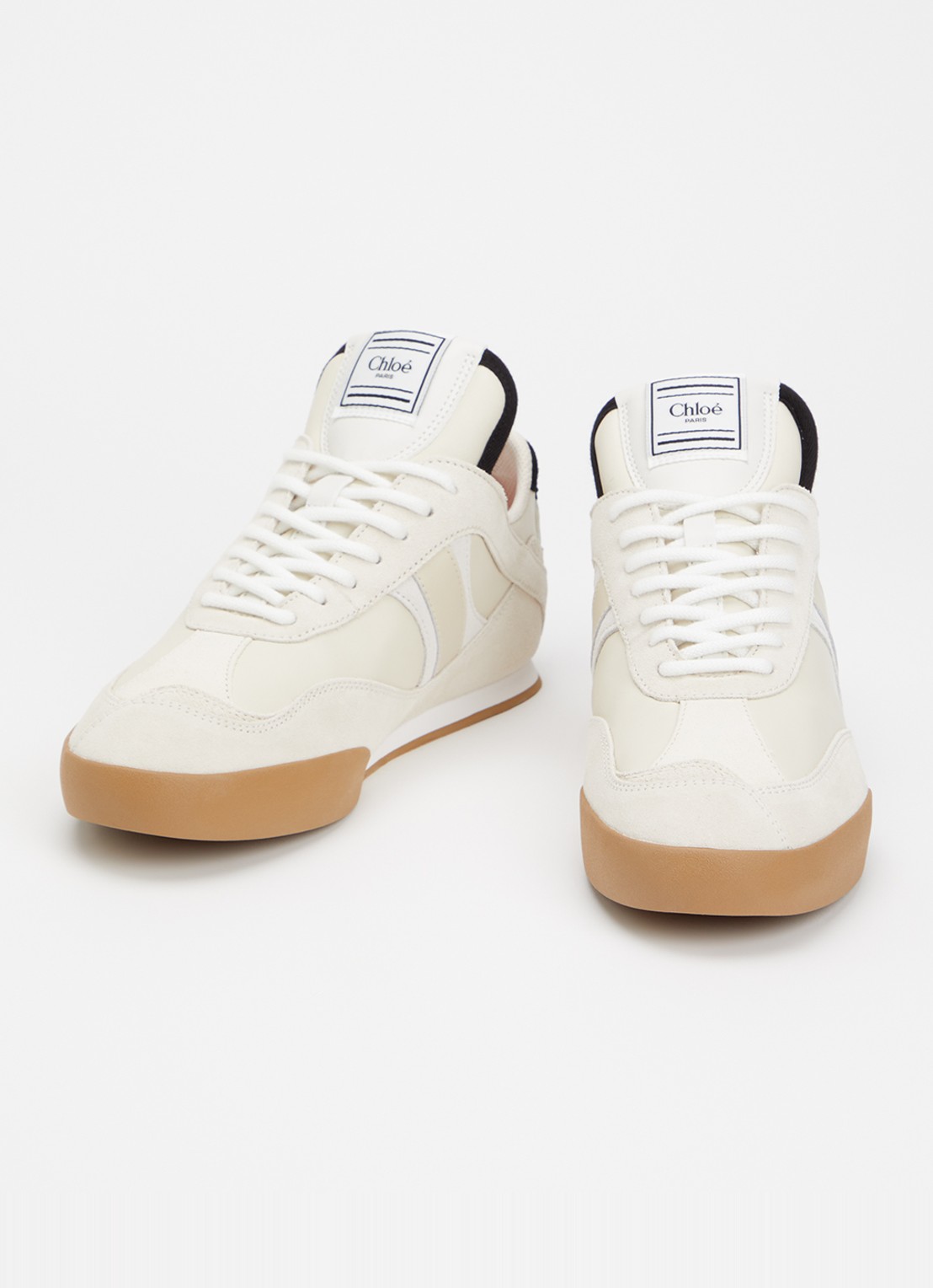 Chloé Kick sneaker van kalfsleer met details van suède - detail 3 ivoor