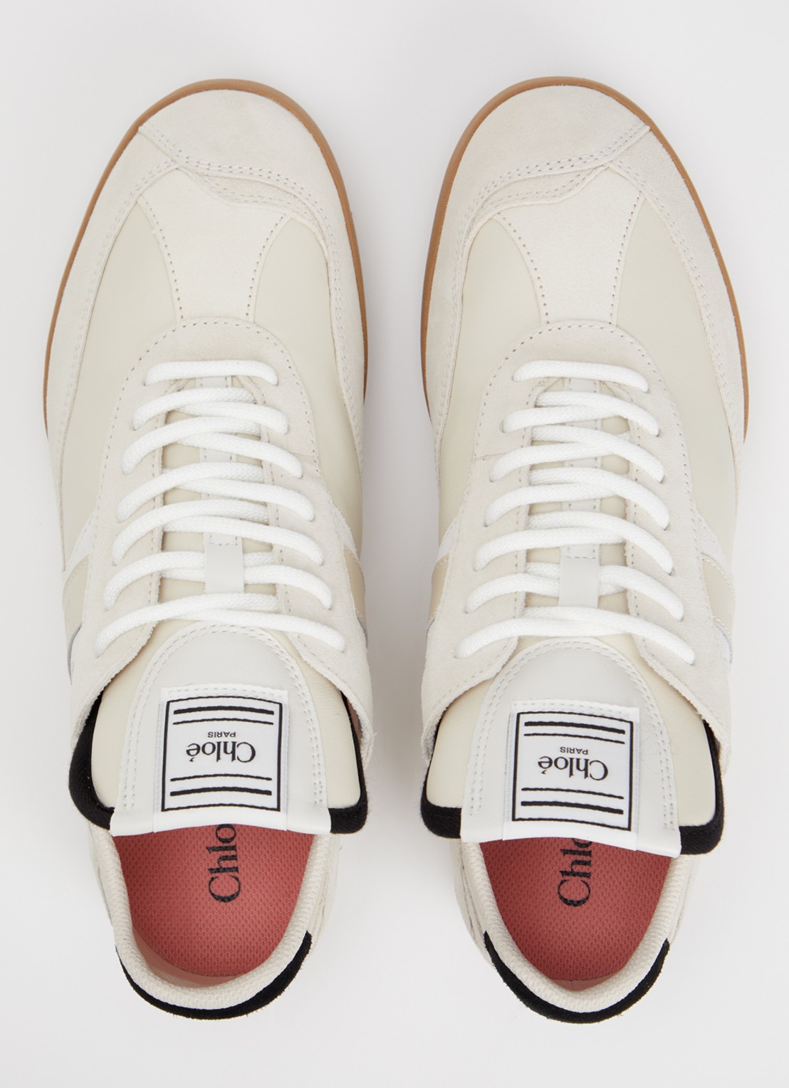Chloé Kick sneaker van kalfsleer met details van suède - detail 4 ivoor