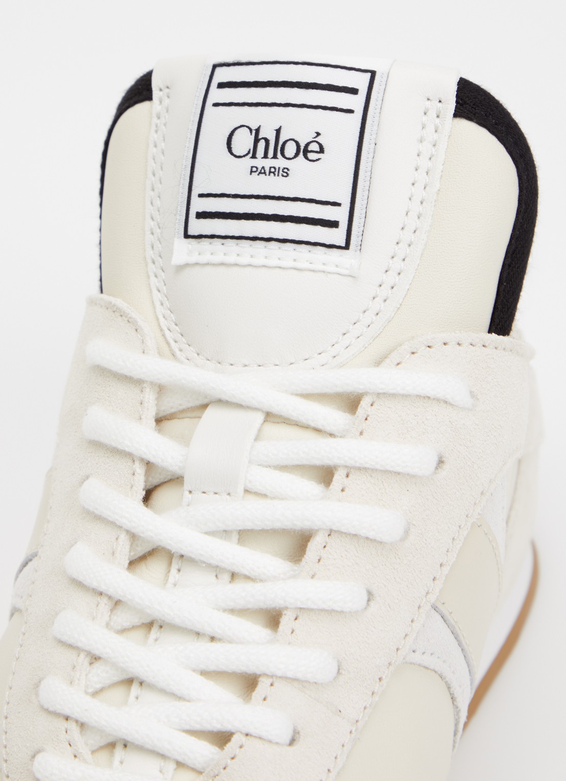 Chloé Kick sneaker van kalfsleer met details van suède - detail 6 ivoor