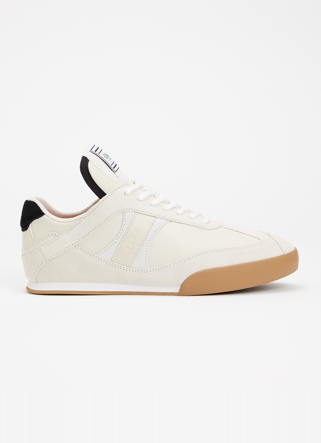 Chloé Kick sneaker van kalfsleer met details van suède - voorkant 2 ivoor