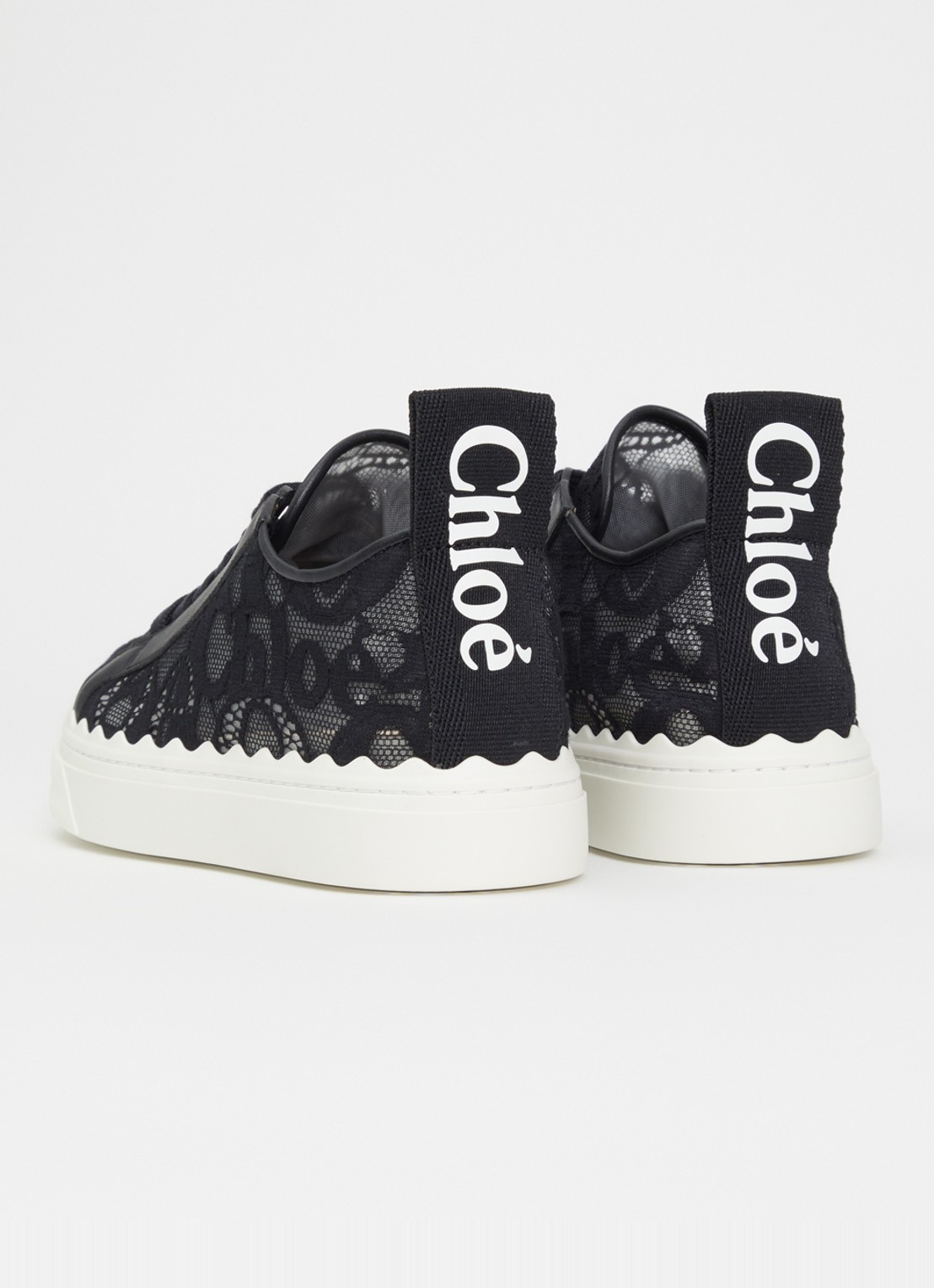 Chloé Lauren sneaker van kant met kalfsleren details - achterkant 6 zwart