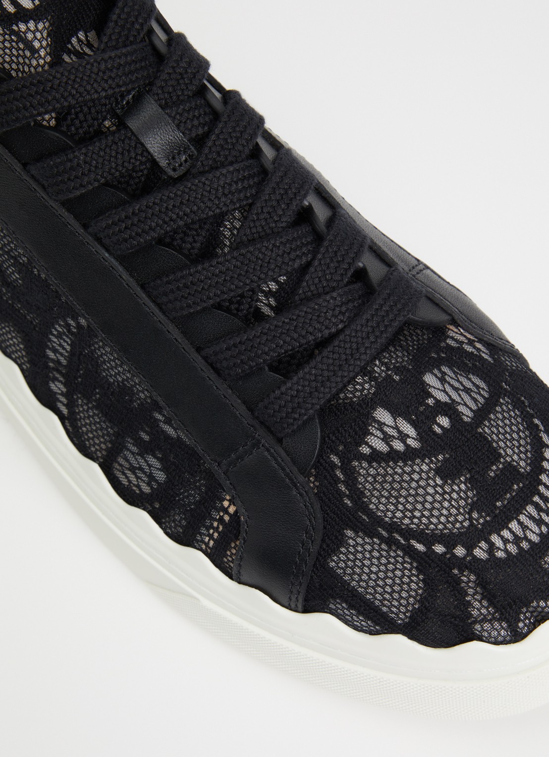 Chloé Lauren sneaker van kant met kalfsleren details - detail 4 zwart