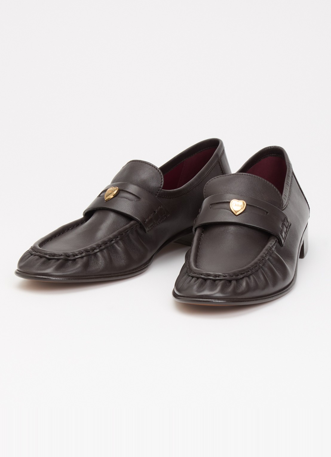 Chloé Letti loafer van lamsleer - detail 3 chocoladebruin