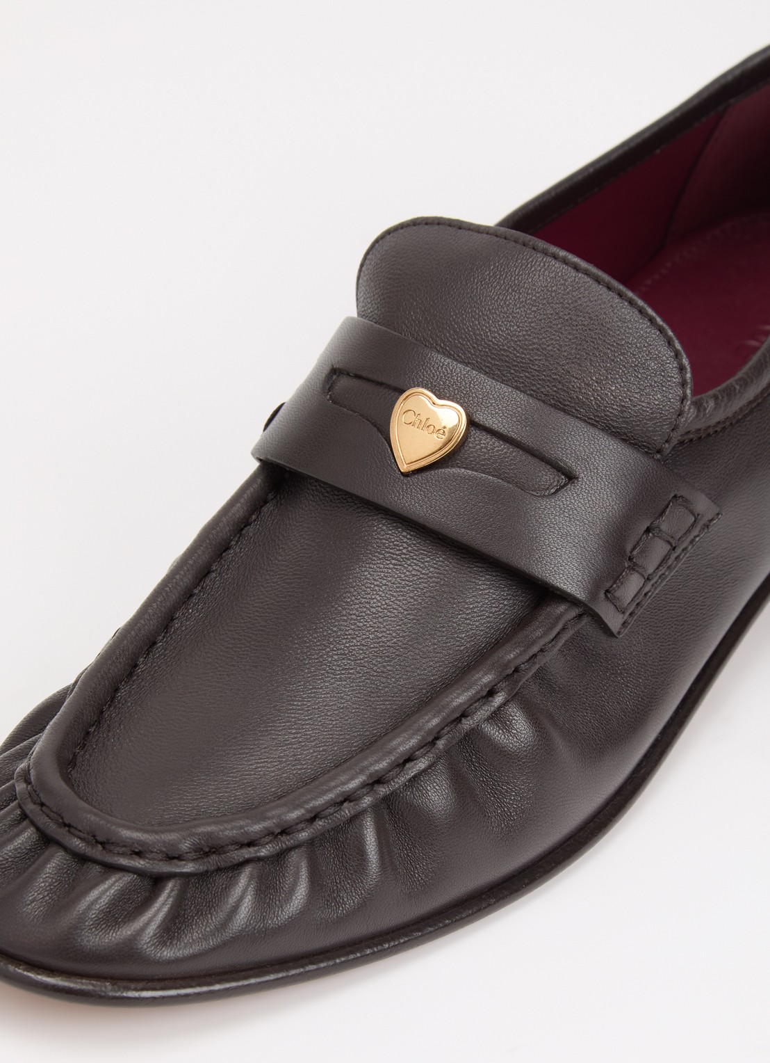 Chloé Letti loafer van lamsleer - detail 6 chocoladebruin