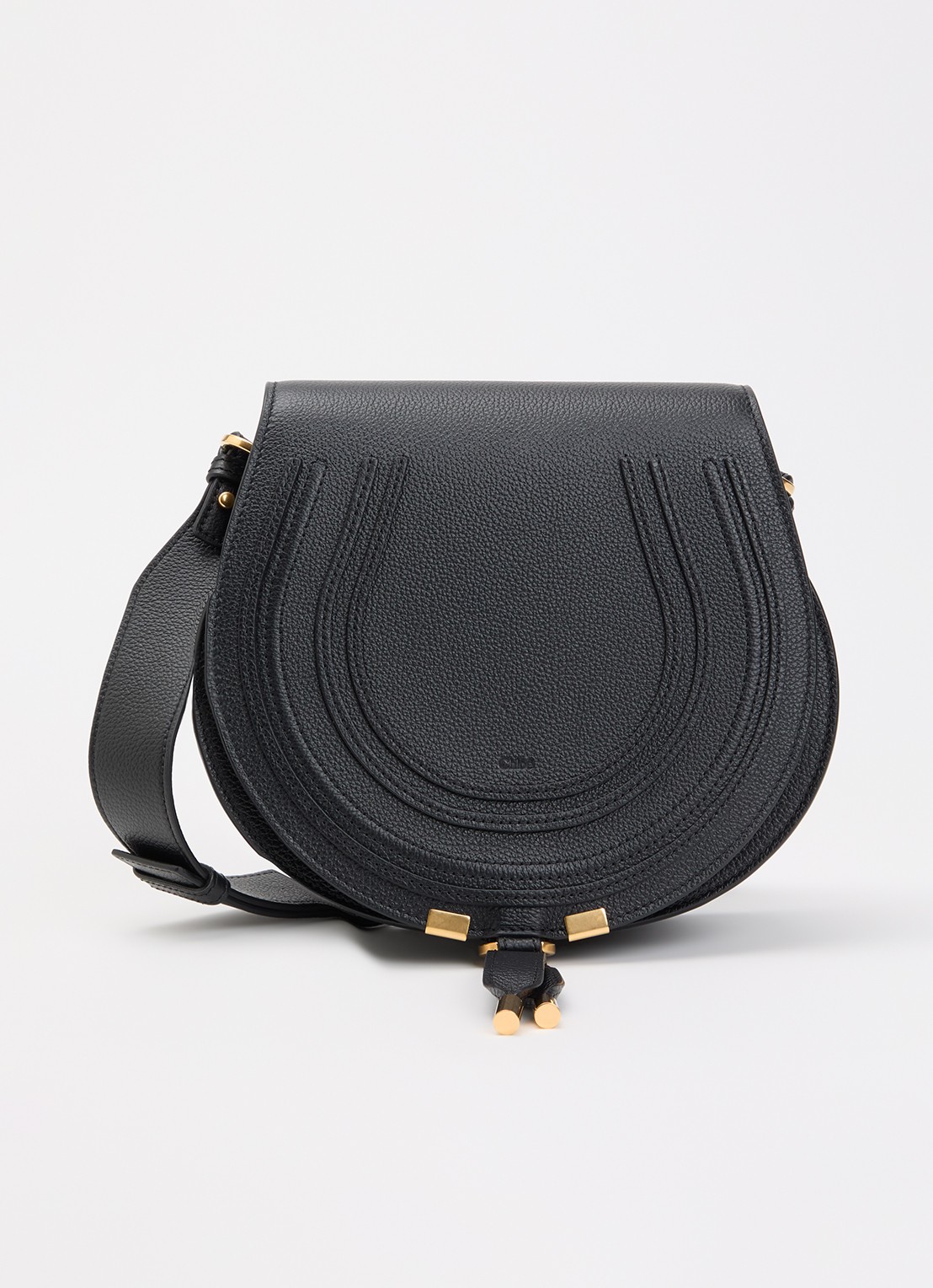 Chloé Marcie crossbodytas van kalfsleer met structuur - voorkant 2 zwart