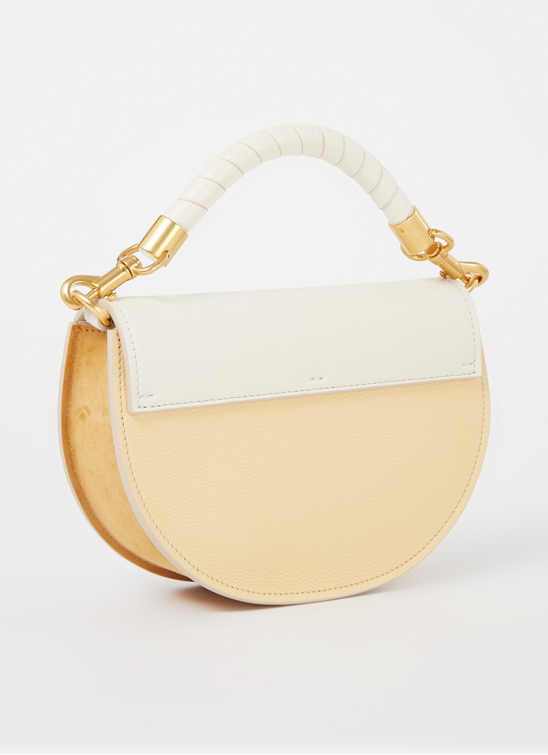 Chloé Marcie crossbodytas van kalfsleer met suède details - achterkant 4 gebroken wit