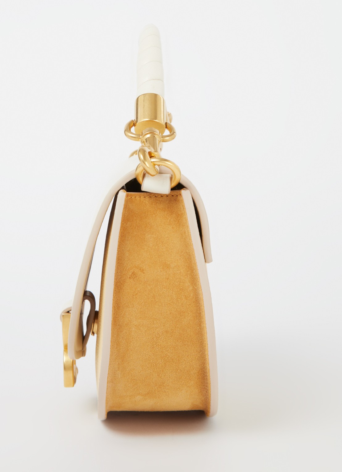 Chloé Marcie crossbodytas van kalfsleer met suède details - detail 2 gebroken wit