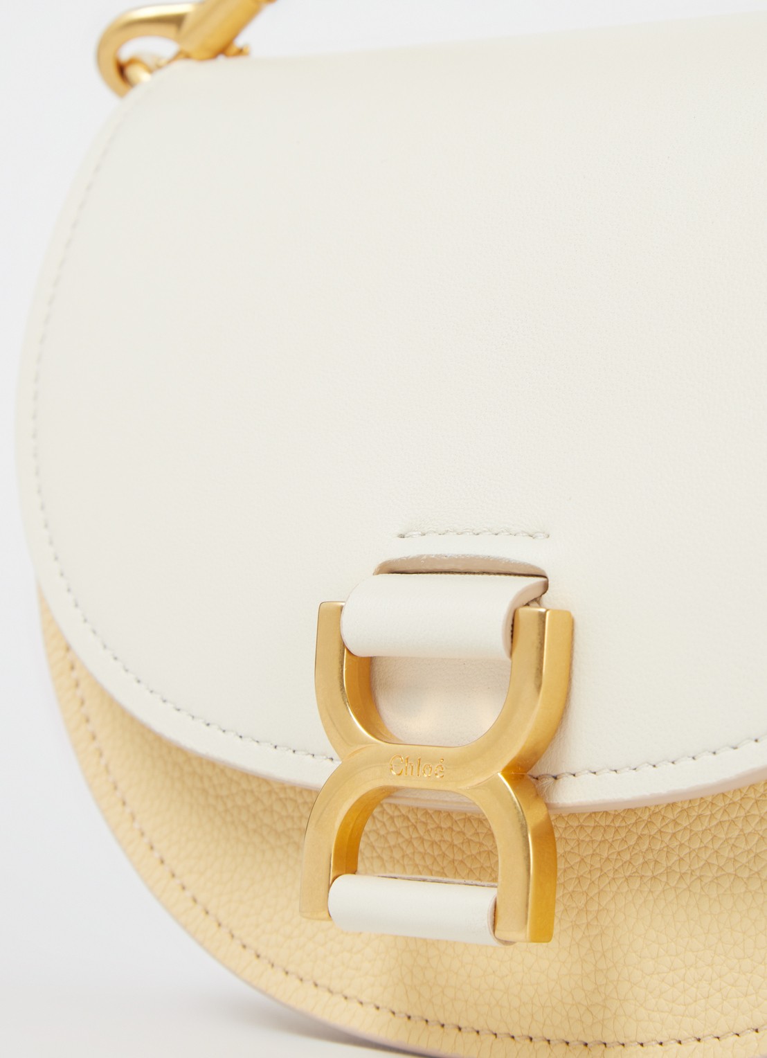 Chloé Marcie crossbodytas van kalfsleer met suède details - detail 3 gebroken wit