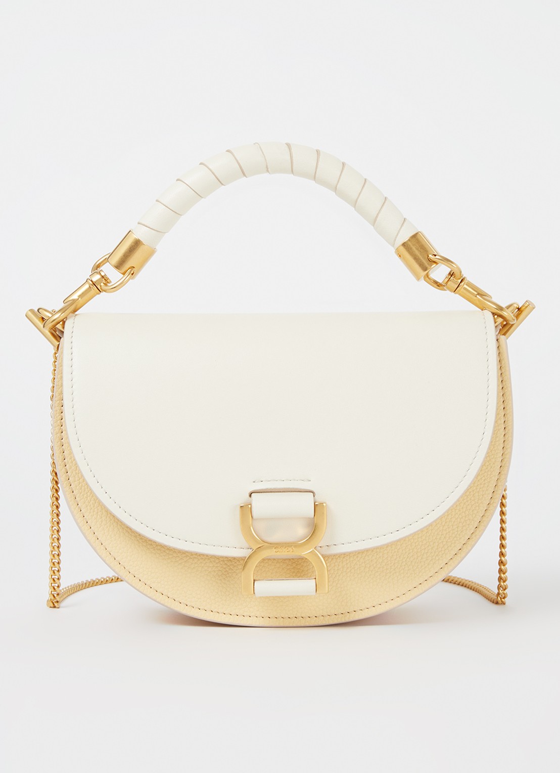 Chloé Marcie crossbodytas van kalfsleer met suède details - voorkant 5 gebroken wit