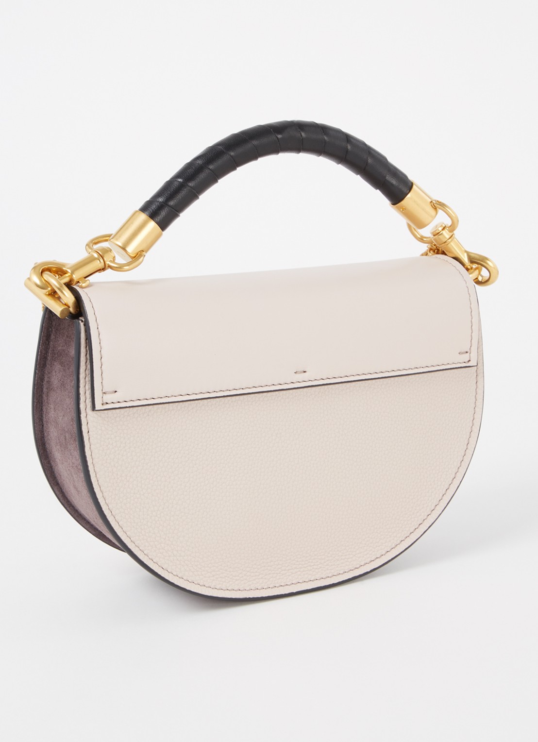 Chloé Marcie handtas van kalfsleer met suède details - achterkant taupe