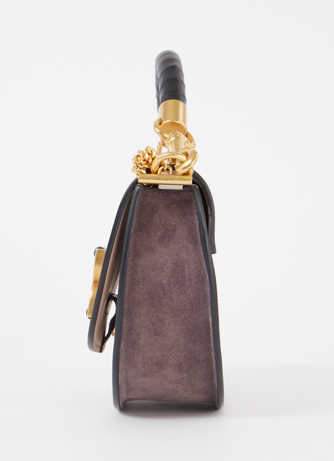 Chloé Marcie handtas van kalfsleer met suède details - detail 3 taupe
