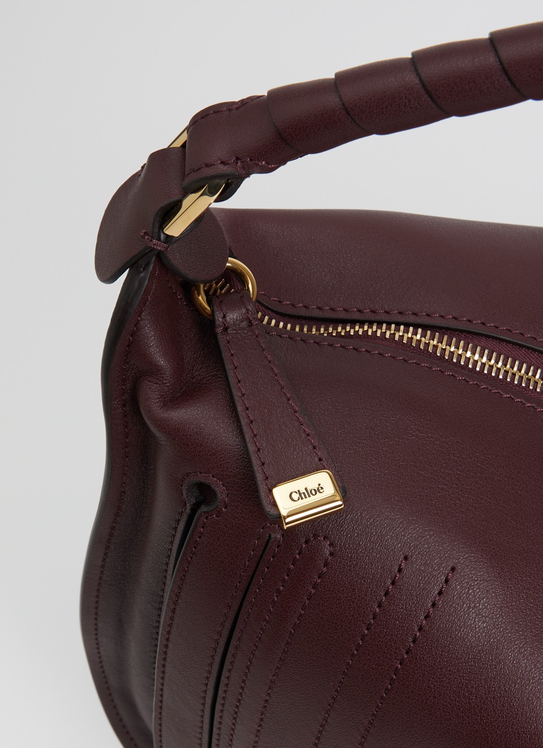 Chloé Marcie Medium schoudertas van kalfssuède  - detail 3 bordeauxrood