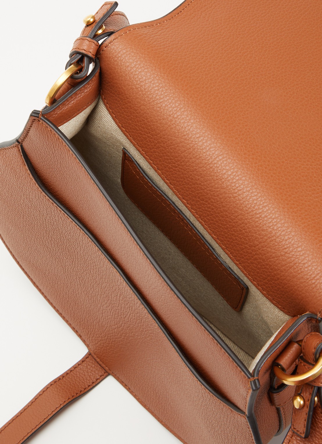 Chloé Marcie Saddle crossbodytas van kalfsleer - detail 3 cognac