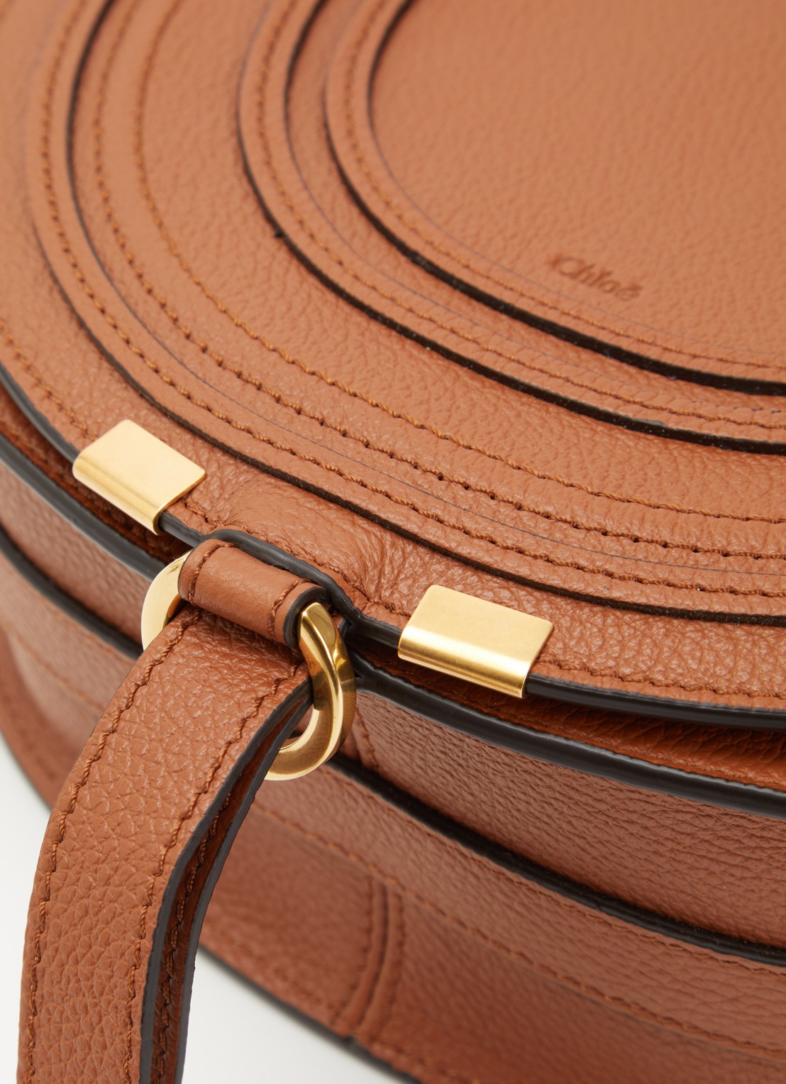 Chloé Marcie Saddle crossbodytas van kalfsleer - detail 5 cognac