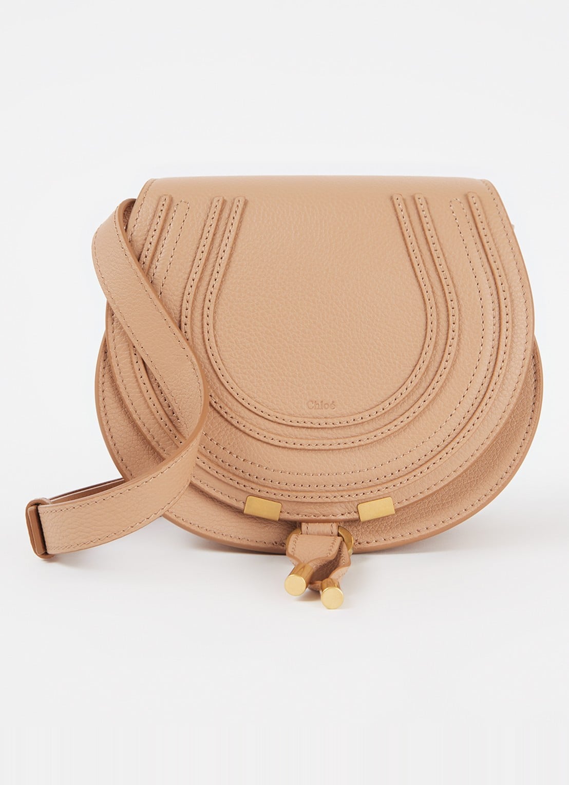 Chloé Marcie Small crossbodytas van kalfsleer - voorkant 2 camel