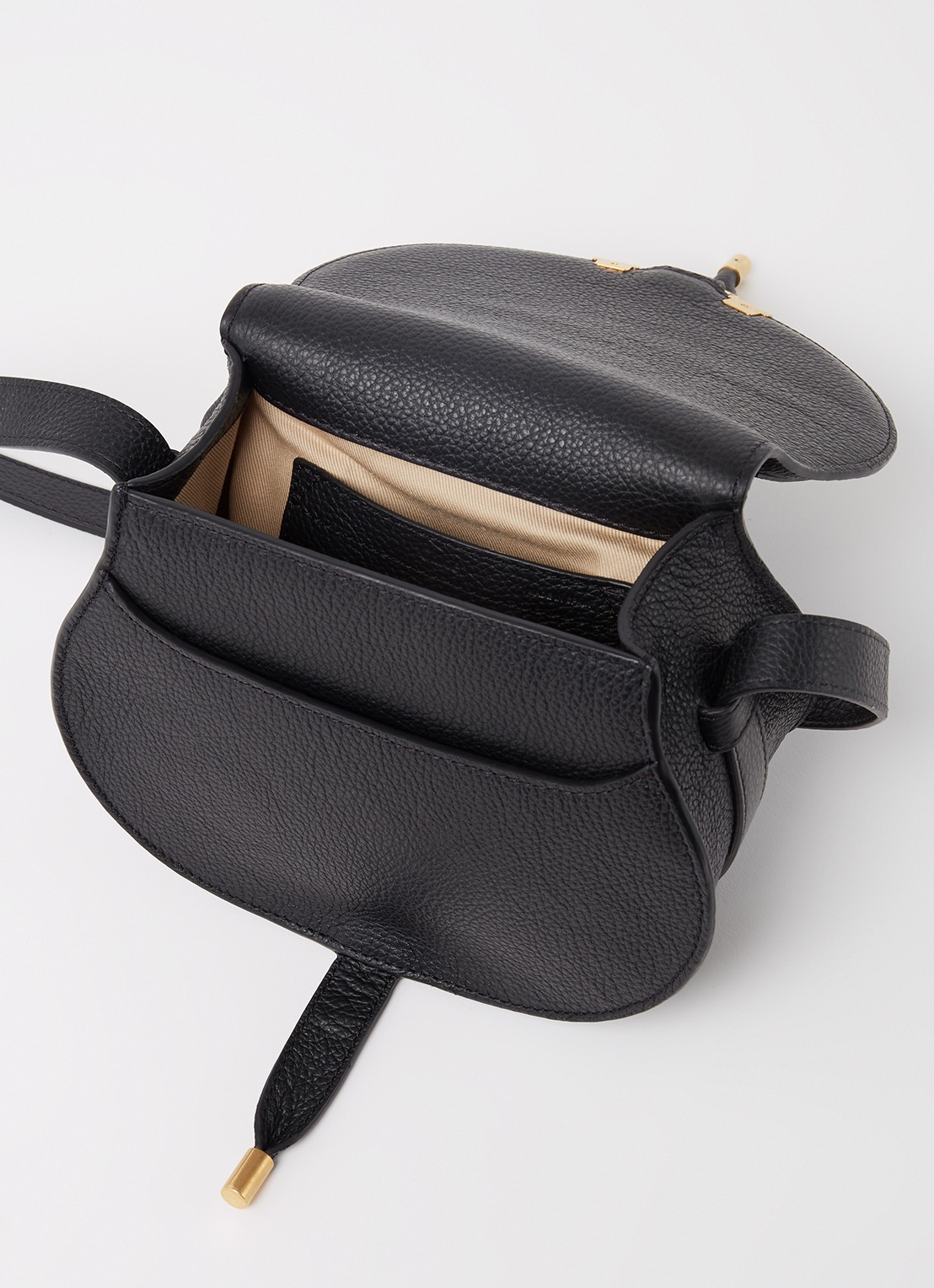 Chloé Marcie Small crossbodytas van kalfsleer - detail 2 zwart