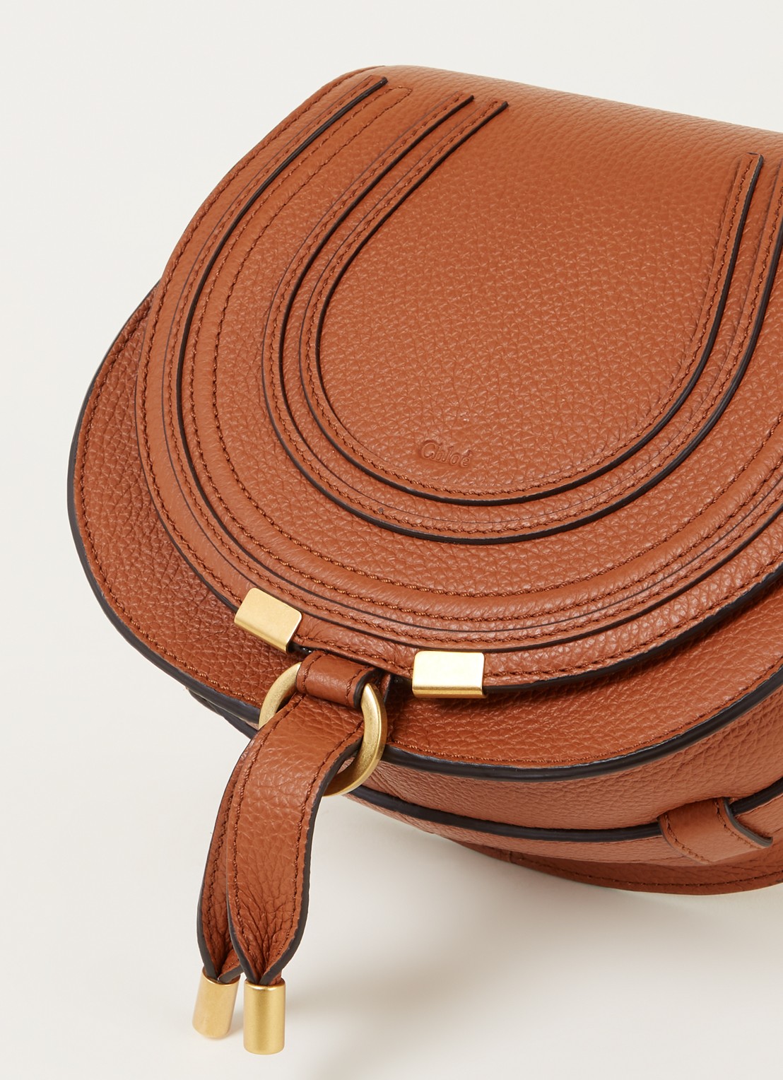 Chloé Marcie Small crossbodytas van kalfsleer - detail 5 roestbruin
