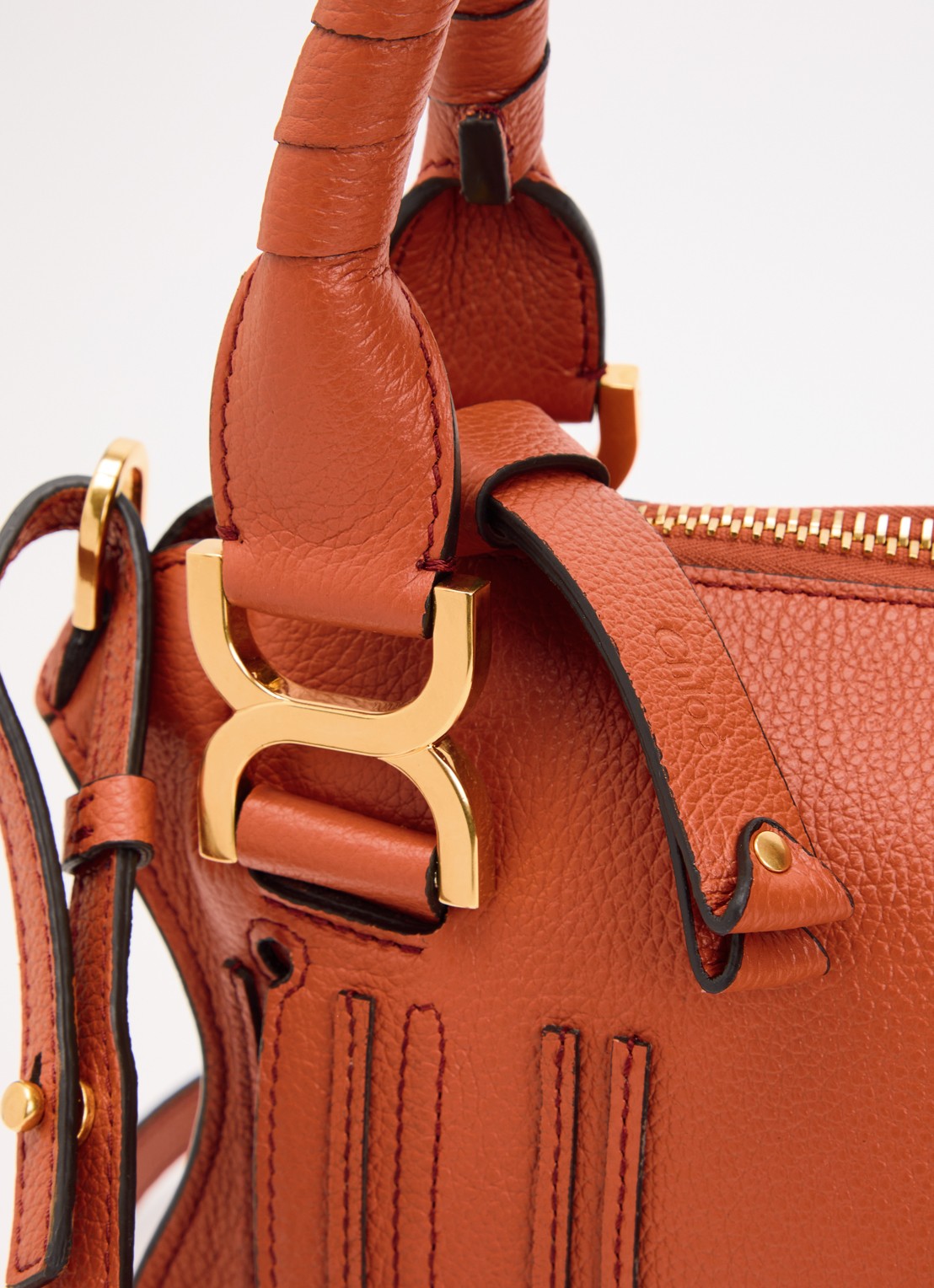 Chloé Marcie Small handtas van kalfsleer - detail 5 steenrood