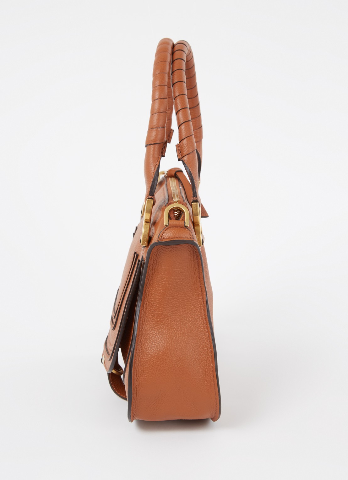 Chloé Marcie Small handtas van kalfsleer - detail 5 cognac