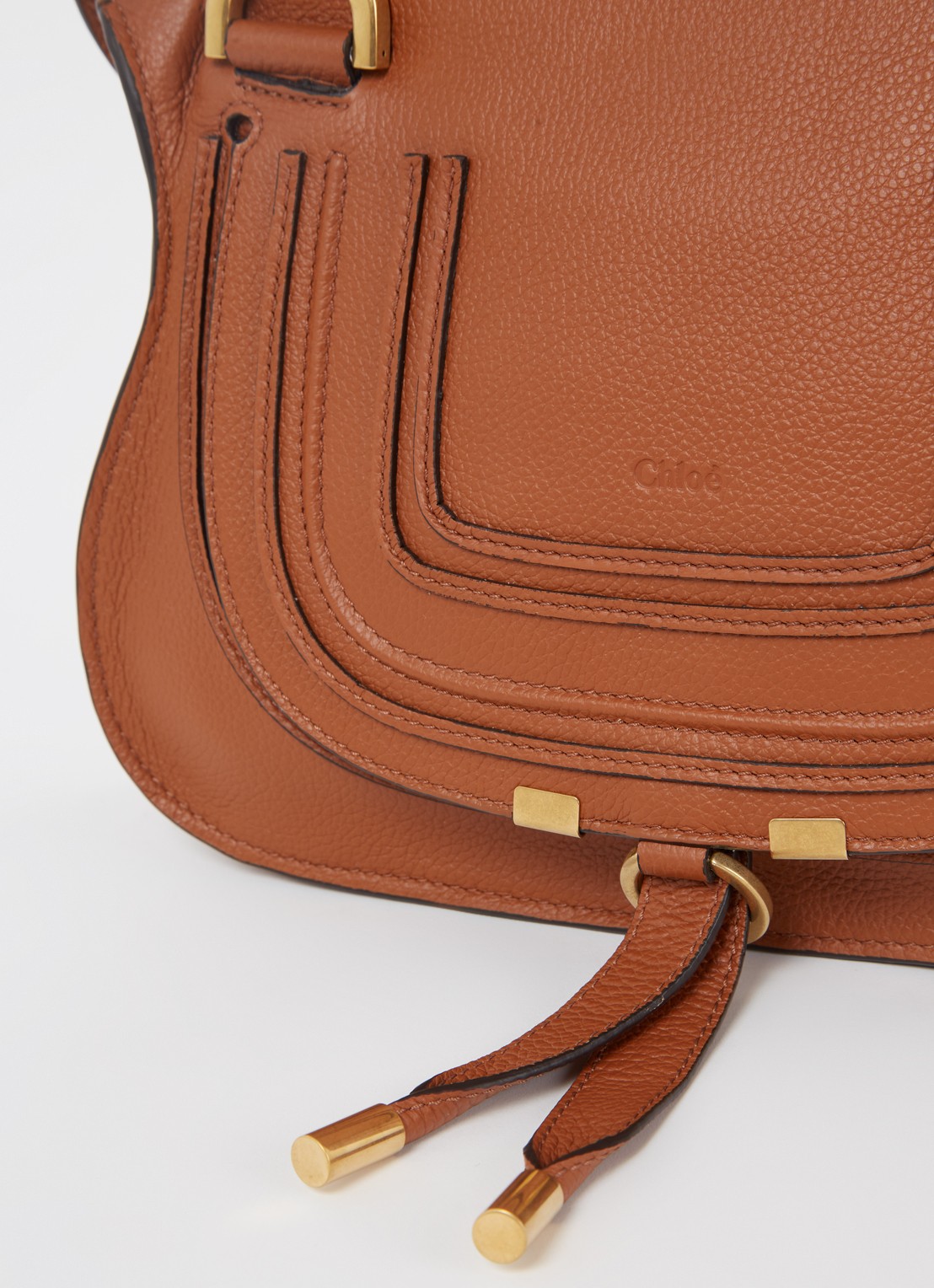 Chloé Marcie Small handtas van kalfsleer - detail 6 cognac
