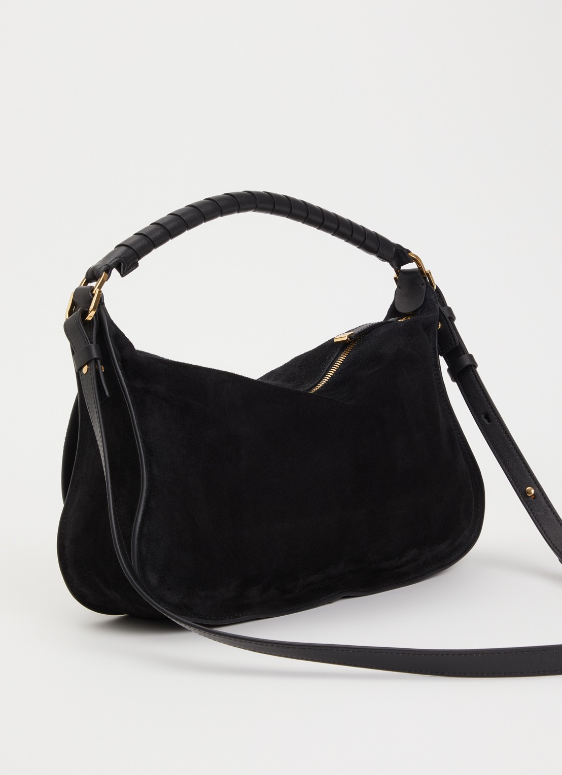 Chloé Marcie Small handtas van suède met studs  - achterkant 6 zwart