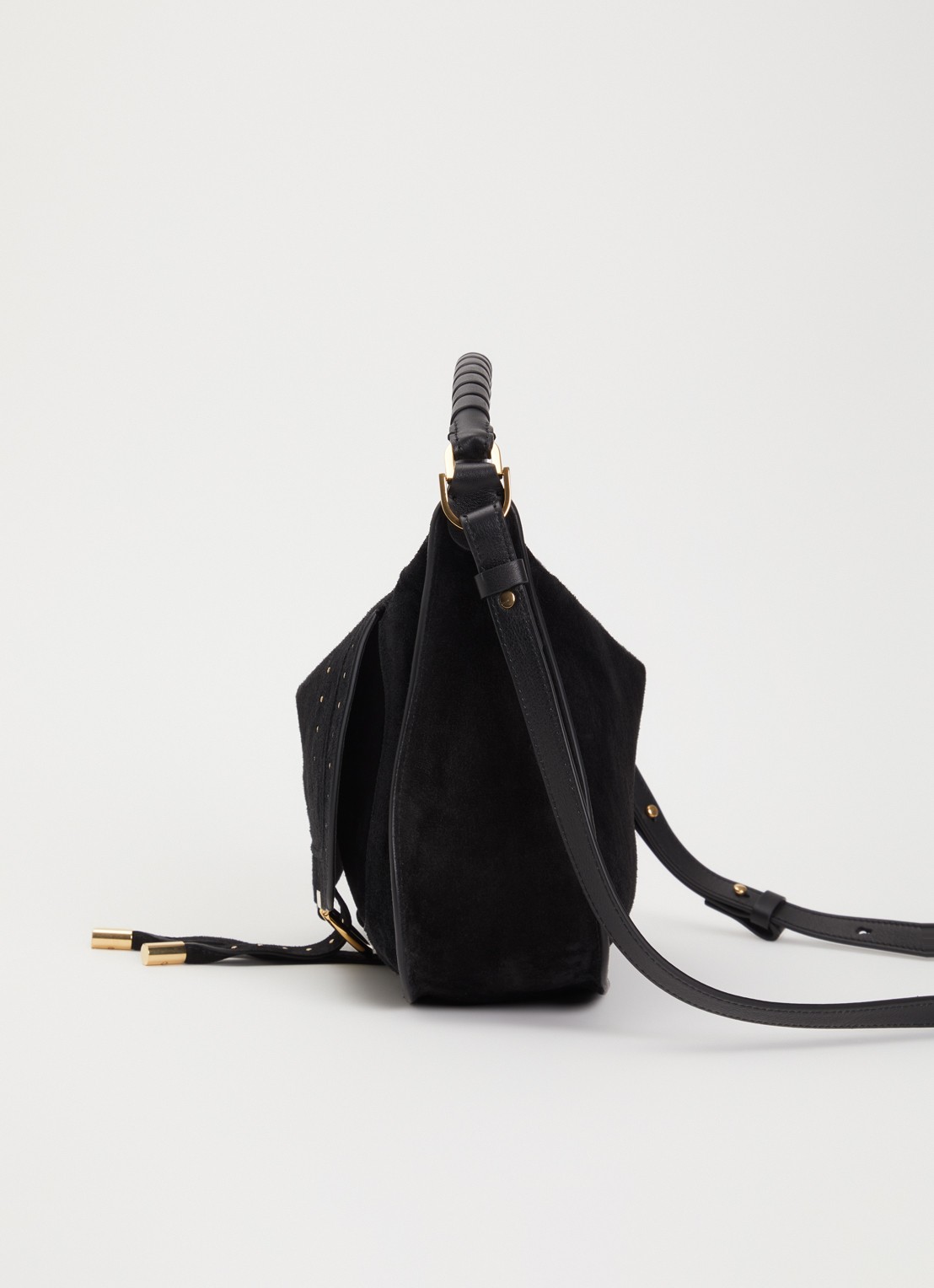 Chloé Marcie Small handtas van suède met studs  - detail 2 zwart