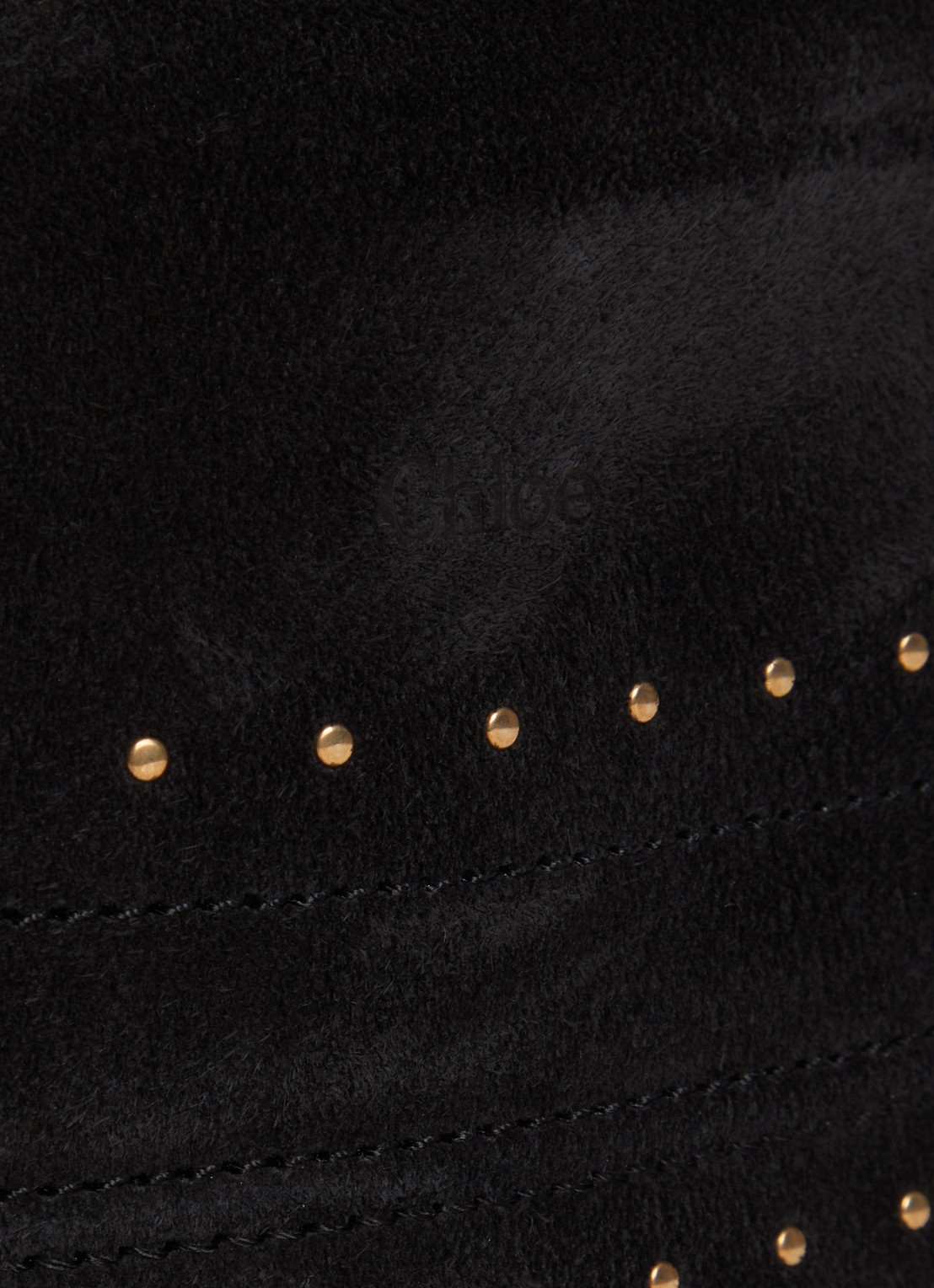 Chloé Marcie Small handtas van suède met studs  - detail 4 zwart