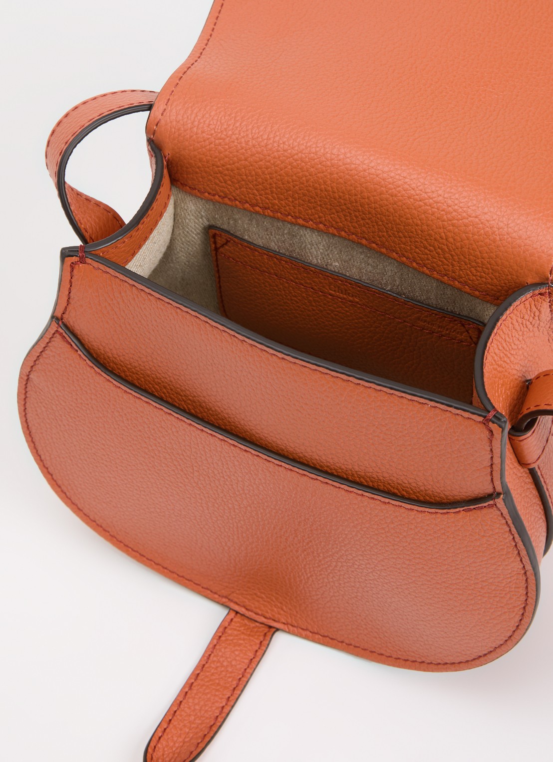 Chloé Marcie small schoudertas van leer  - detail oranje