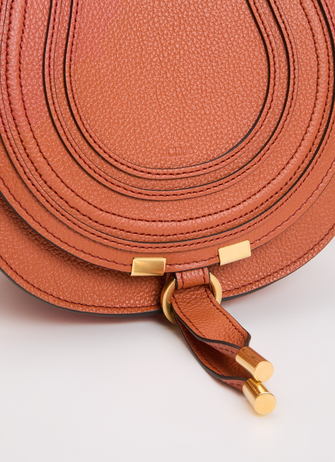 Chloé Marcie small schoudertas van leer  - detail 3 oranje