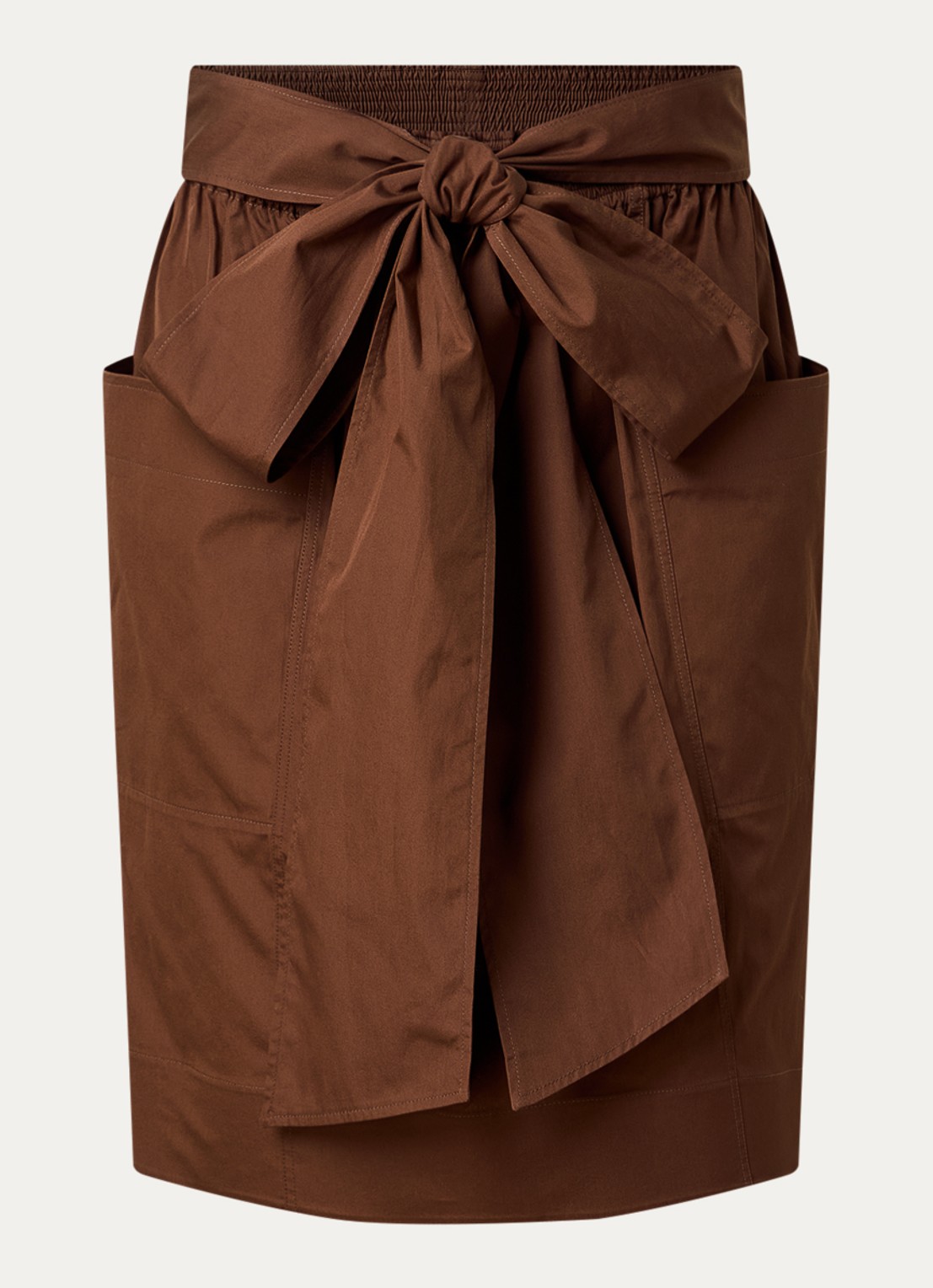 Chloé Midi rok met strikceintuur en opgestikte zakken - voorkant 4 cognac