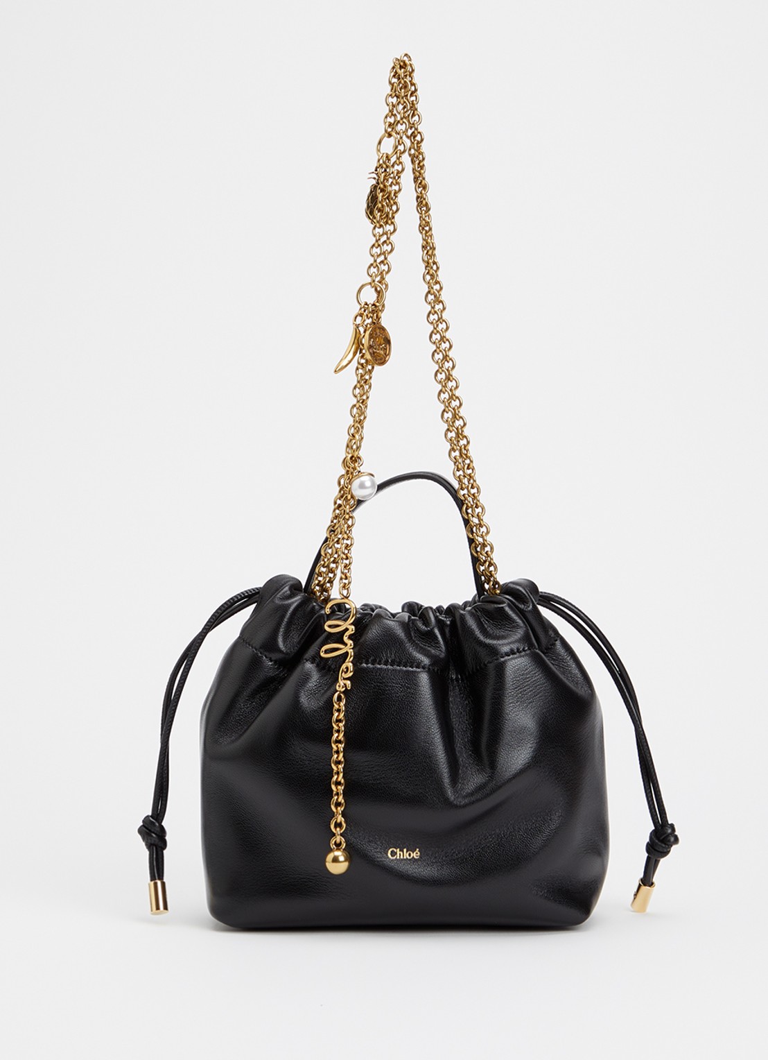 Chloé Mini Icons schoudertas van lamsleer - voorkant zwart